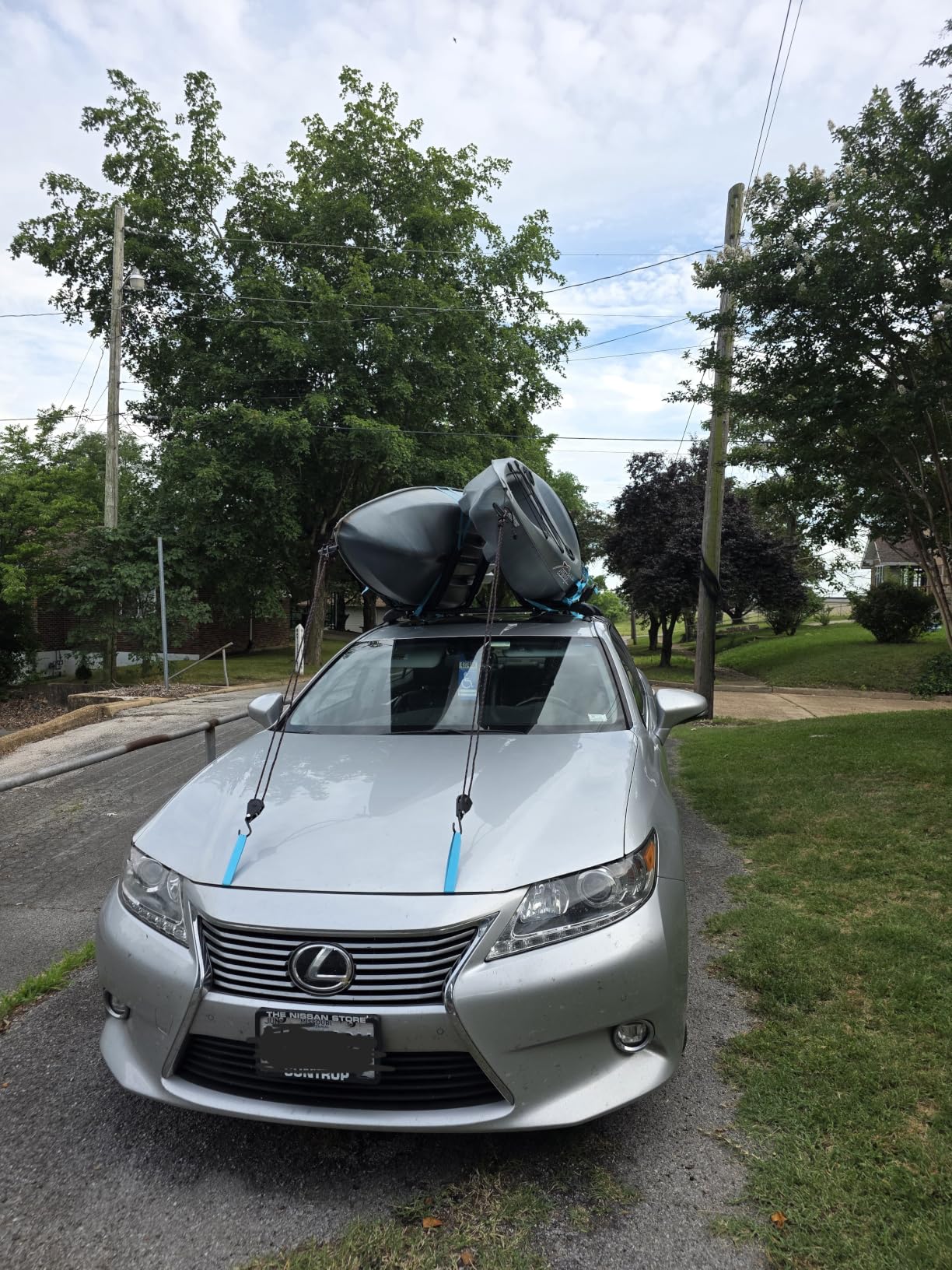2 Pairs Heavy Duty Kayak Rack-Includes 4 Pcs Ratchet Tie-Mount on Car Roof Top Crossbar-Easy to Carry Kayak Canoe Boat Surf Ski (J-Bar Rack) customer photo 2