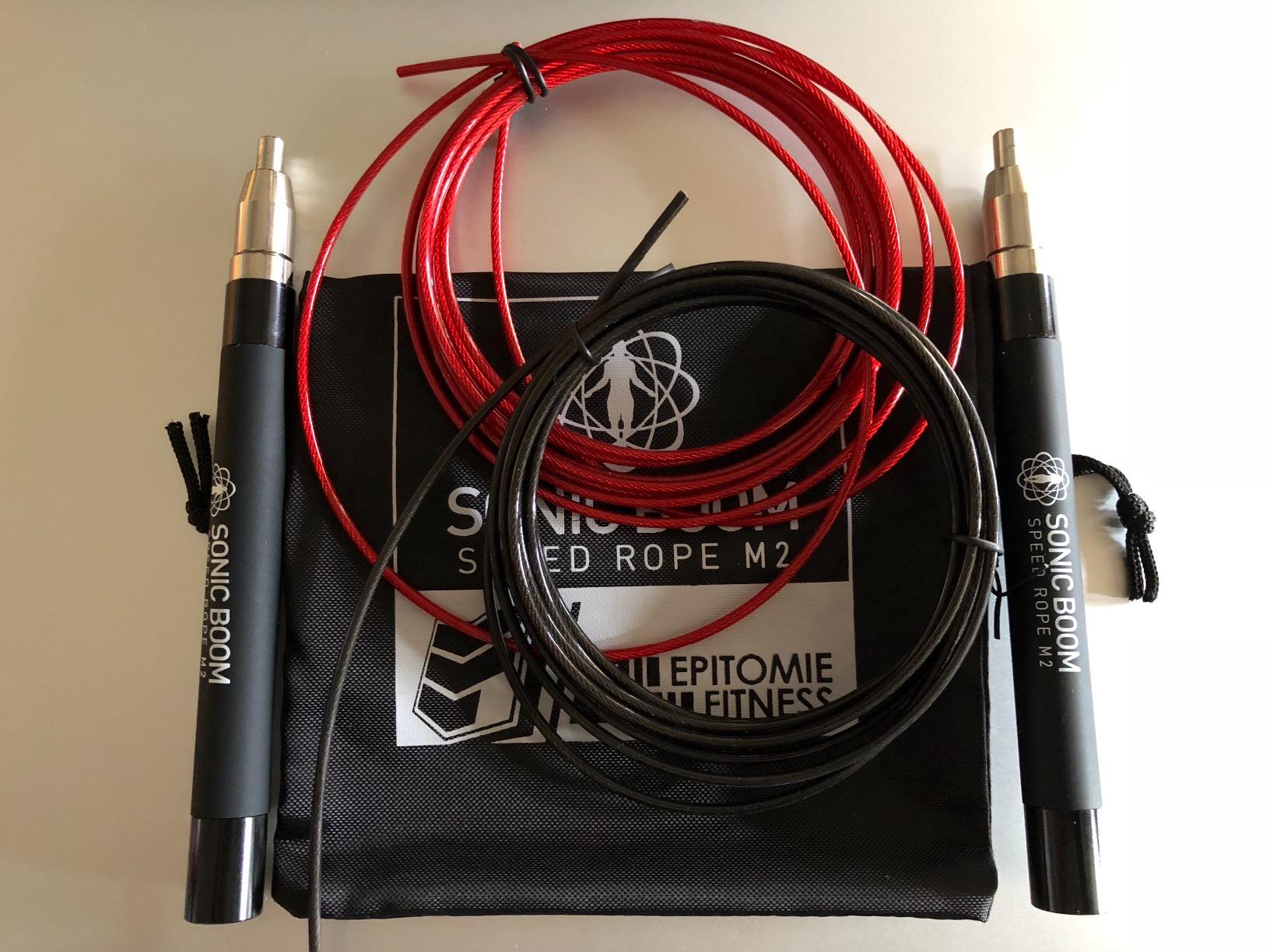 Epitomie Fitness Sonic Boom M2 High Speed Jump Rope - Patent Pending Self-Locking, Screw-Free Design - Weighted, 360 Degree Spin, Silicone Grip with 2 Speed Rope Cables for Home Workout, & More customer photo 2