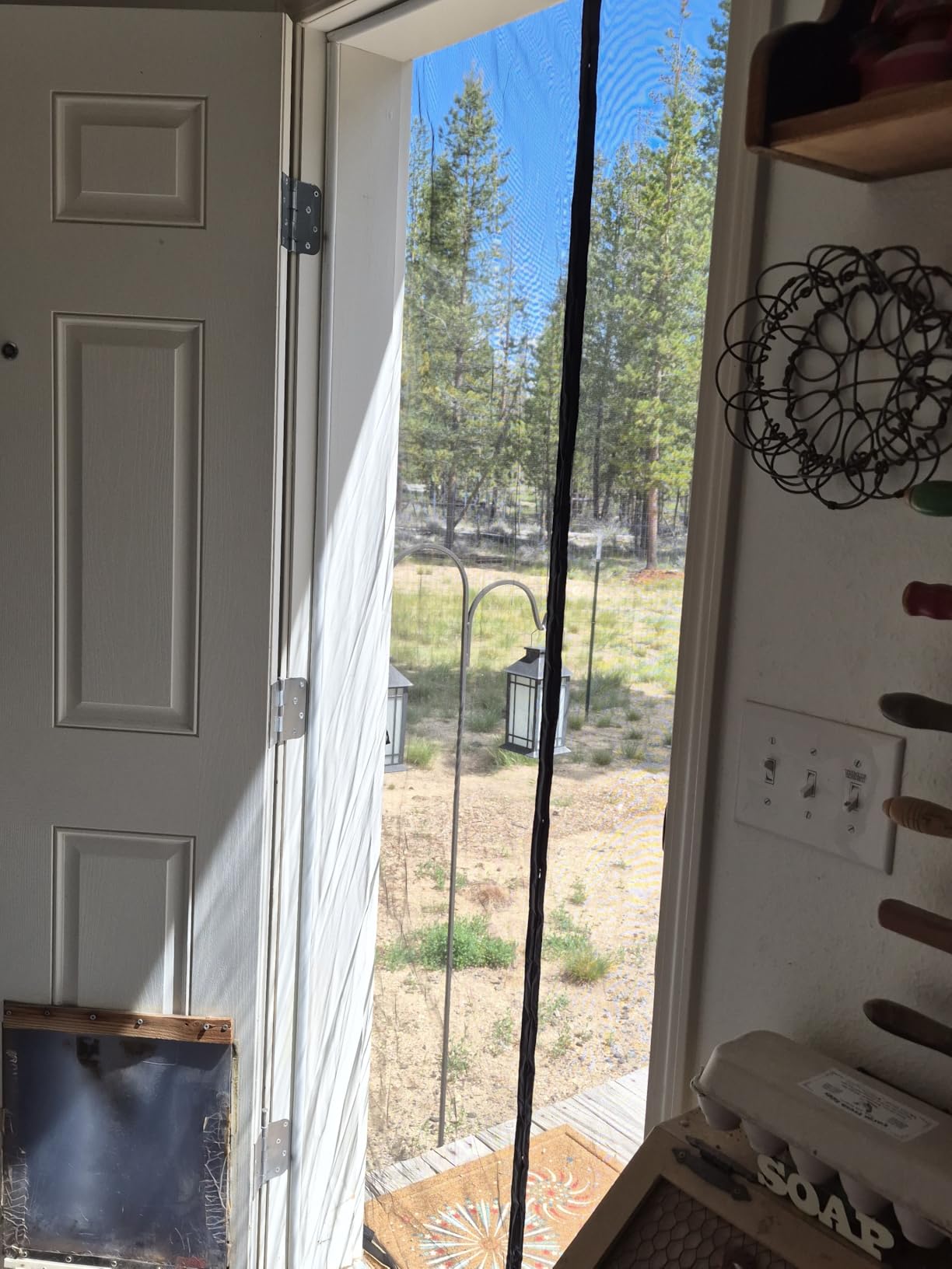 AUGO Magnetic Screen Door - Self Sealing, Heavy Duty, Hands Free Mesh Partition Keeps Bugs Out - Pet and Kid Friendly - Patent Pending Keep Open Feature - 38 Inch x 83 Inch customer photo 2