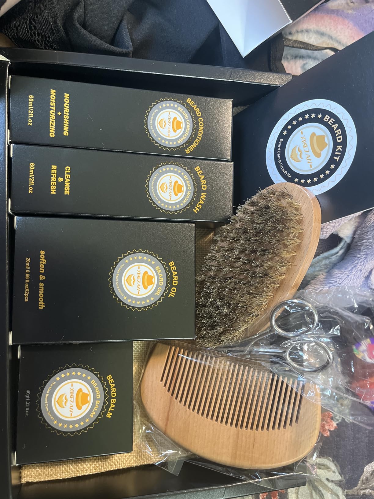 XIKEZAN Fathers Day Gifts for Dad Husband,Beard Kit for Men Grooming & Care w/Beard Conditioner, Wash,Oil,Balm,Birthday Valentines Easter Gifts for Mens Him Boyfriend Christmas Stocking Stuffers customer photo 1