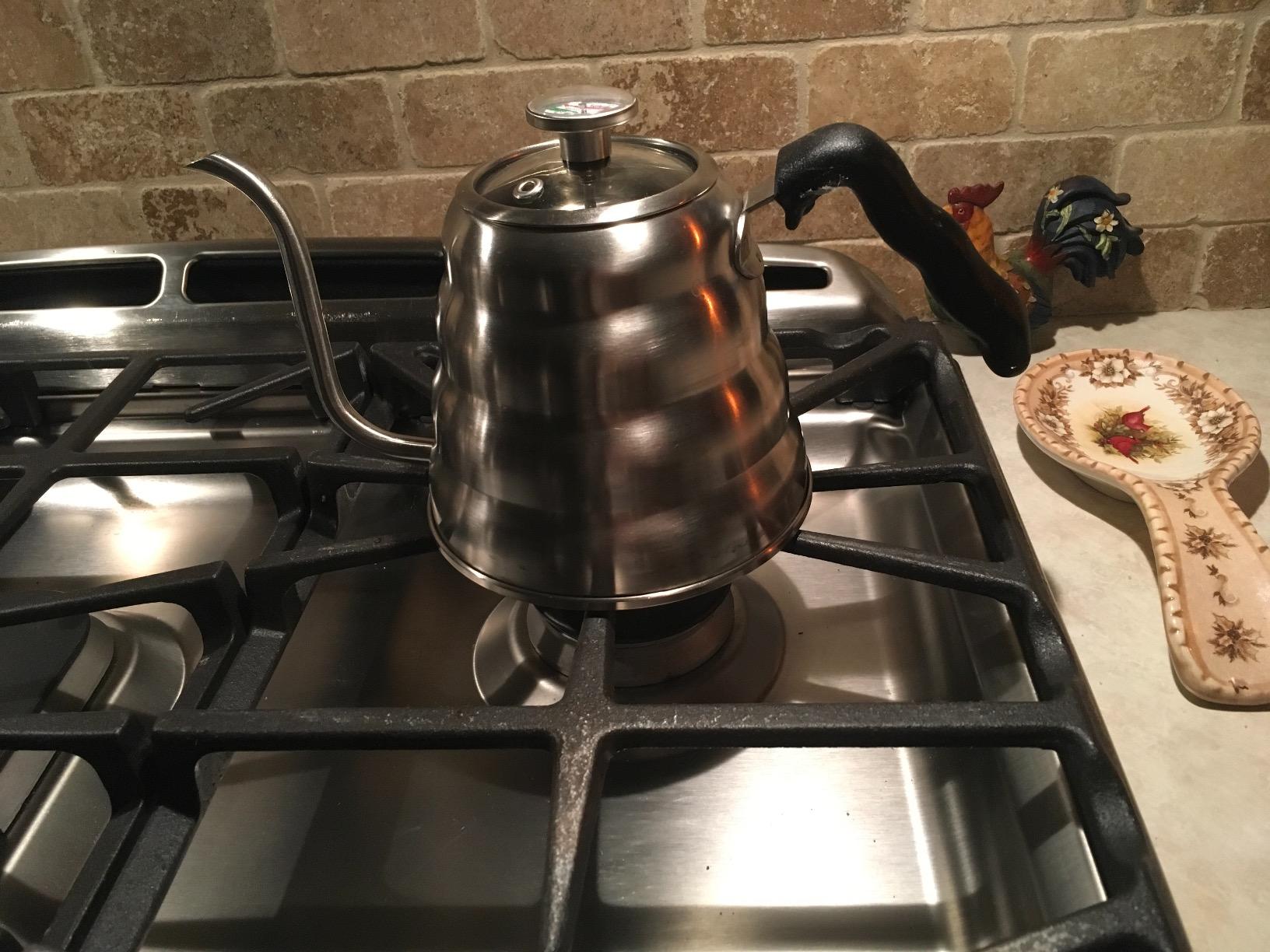 Bean Envy Pour Over Coffee Kettle, Small Gooseneck Kettle with Thermometer and Ergonomic handle, Pour Over Kettle Stainless Steel 40 Oz, Gooseneck Tea Kettle for all occasions. customer photo 2