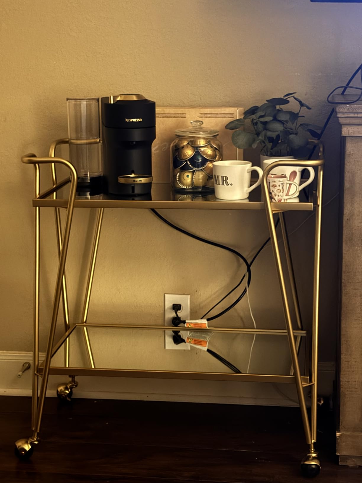 Linon Gina Mid-Century Bar Cart, Gold customer photo 1