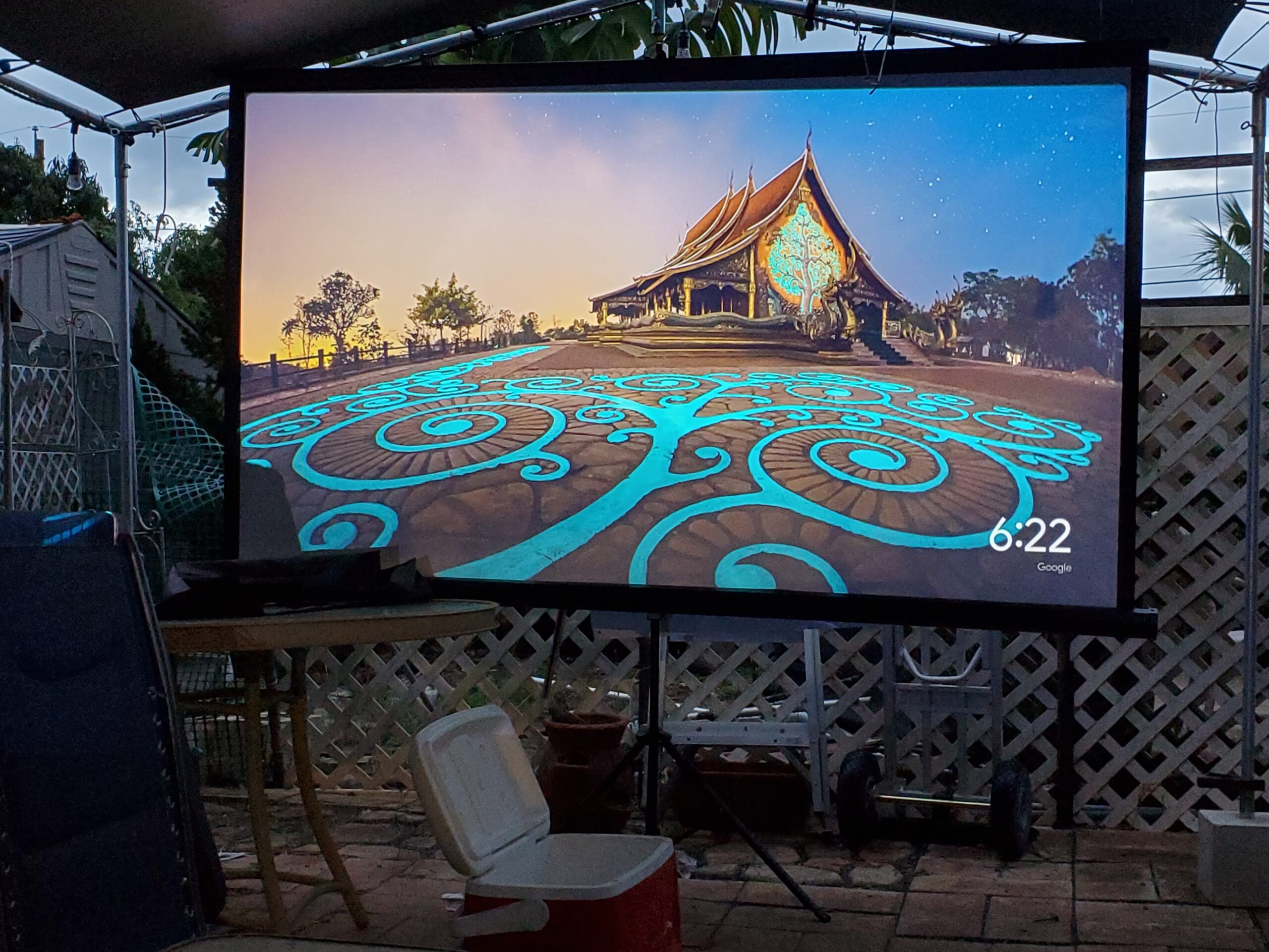 100 Inch Indoor and Outdoor Projector Screen with Stand for Movies or Presentations - HD Premium 16:9 Folding Free Tripod Screen with Carry Bag and Straps, Matte customer photo 2
