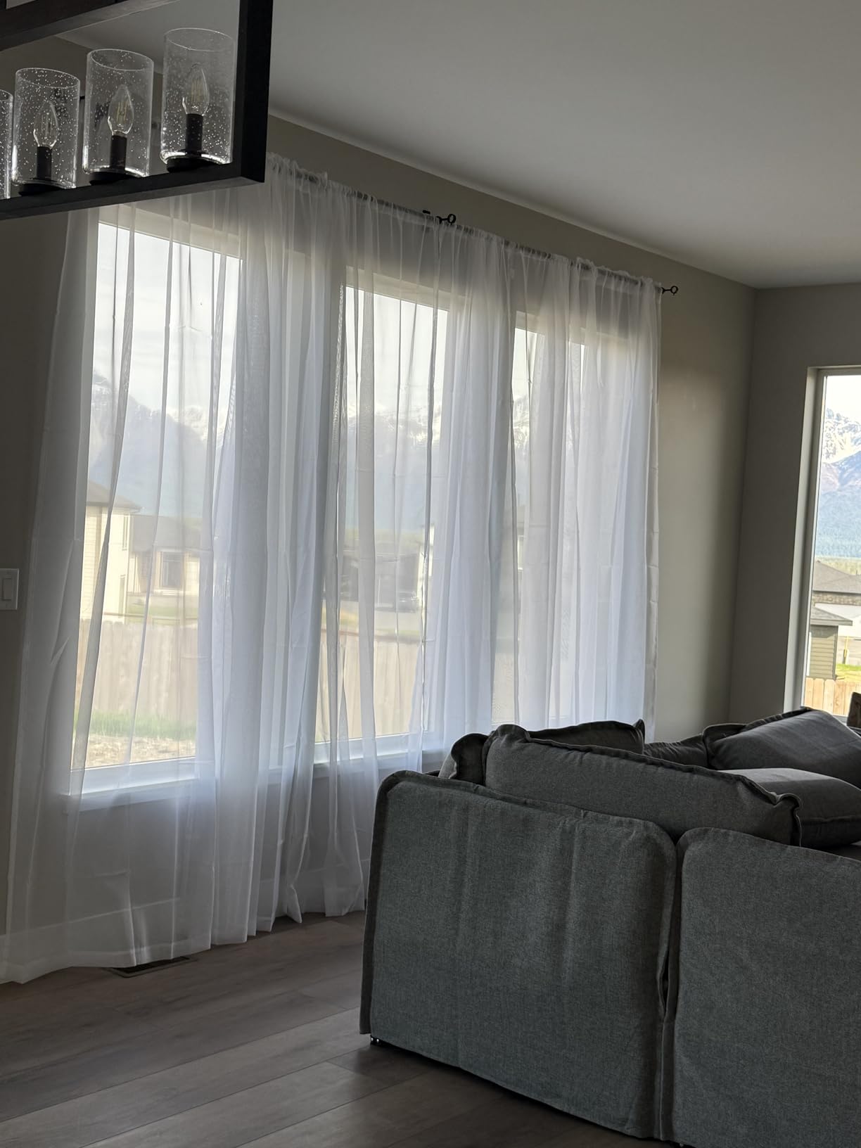 MIULEE 2 Panels Solid Color White Sheer Window Curtains Elegant Window Voile Panels/Drapes/Treatment for Bedroom Living Room (54 X 84 Inches White) customer photo 1