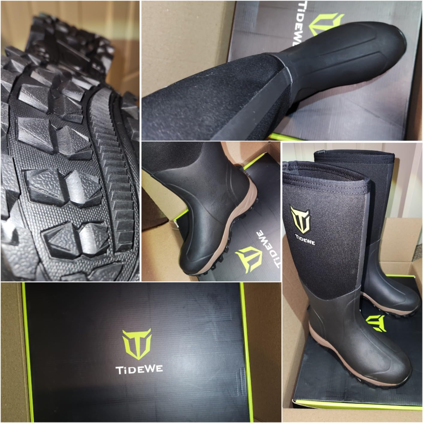 TIDEWE Rubber Neoprene Boots Men And Women, Waterproof Sturdy 6mm Neoprene Boot, Rain Boot Hunting Boot Arctic Outdoor Boot customer photo 1