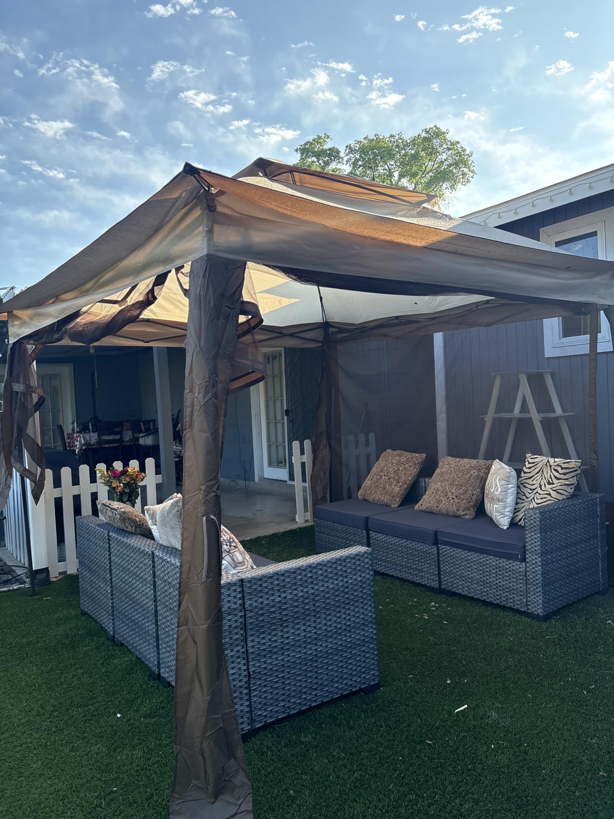 COOS BAY 11x11 Pop Up Gazebo with Netting, Canopy Tent, Beige customer photo 2