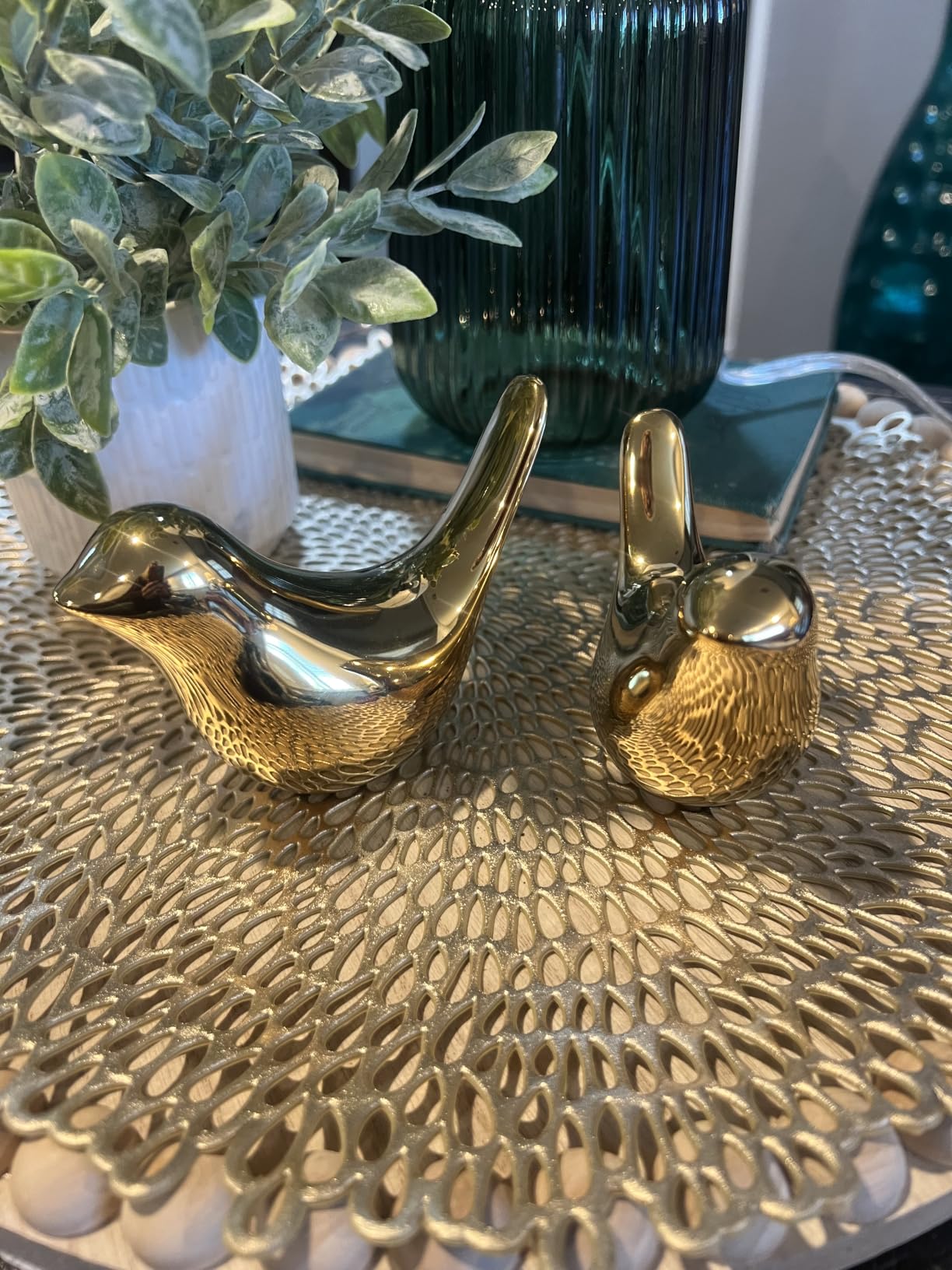 Small Birds Statues Gold Home Decor Modern Style Figurine Decorative Ornaments for Living Room, Bedroom, Office Desktop, Cabinets customer photo 1