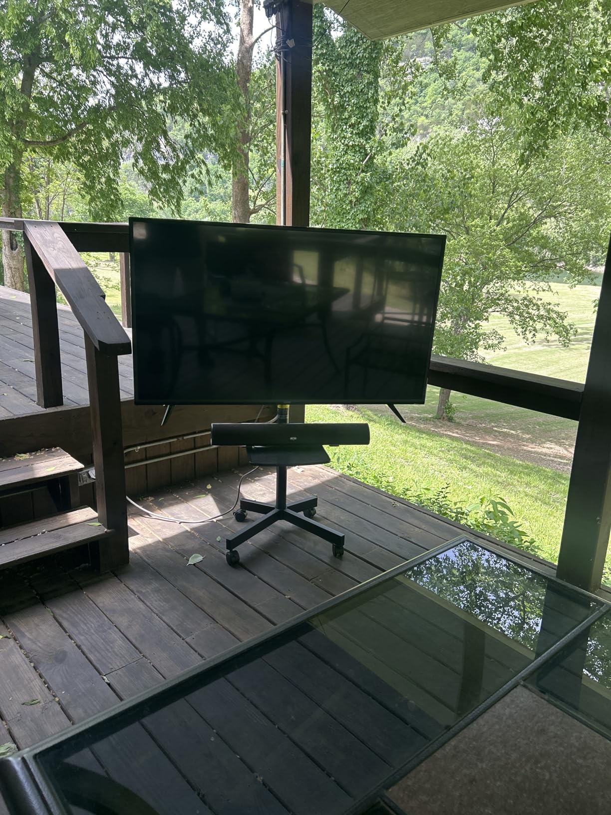 PERLESMITH Rolling TV Stand with Wheels for 32-85 Inch LCD LED 4K Flat Screen TVs, Tilt Mobile TV Cart with Shelf Holds Up to 100 lbs, Height Adjustable Floor TV Stand Max VESA 600x400mm- PSTVMC05 customer photo 2