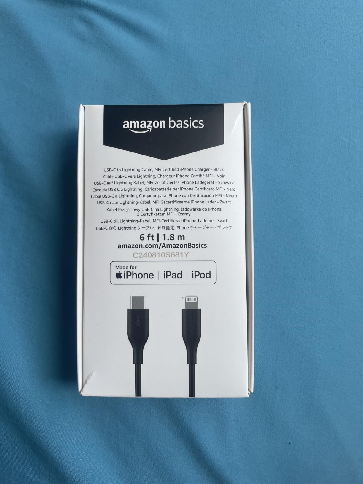 Amazon Basics MFi Certified USB-C to Lightning Fast Charging Cable, Durable Design, Power Delivery, 6 Feet, Black customer photo 1