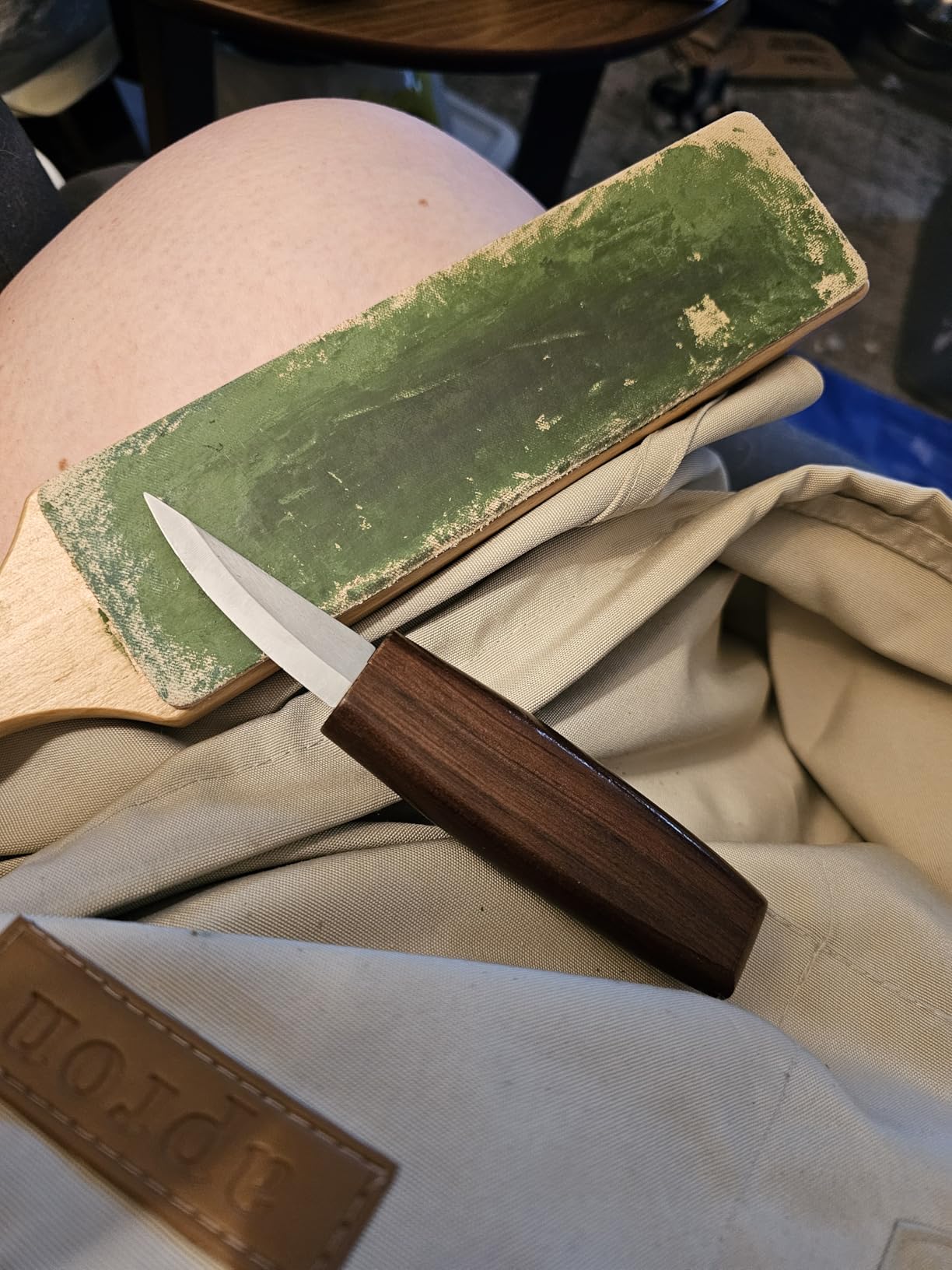 Bacher Premium Leather Strop for Knife Sharpening with Polishing Compound - Double Sided Stropping Leather - Stropping Kit: Knife Strop and Stropping Compound for Wood Carving and Woodworking customer photo 1