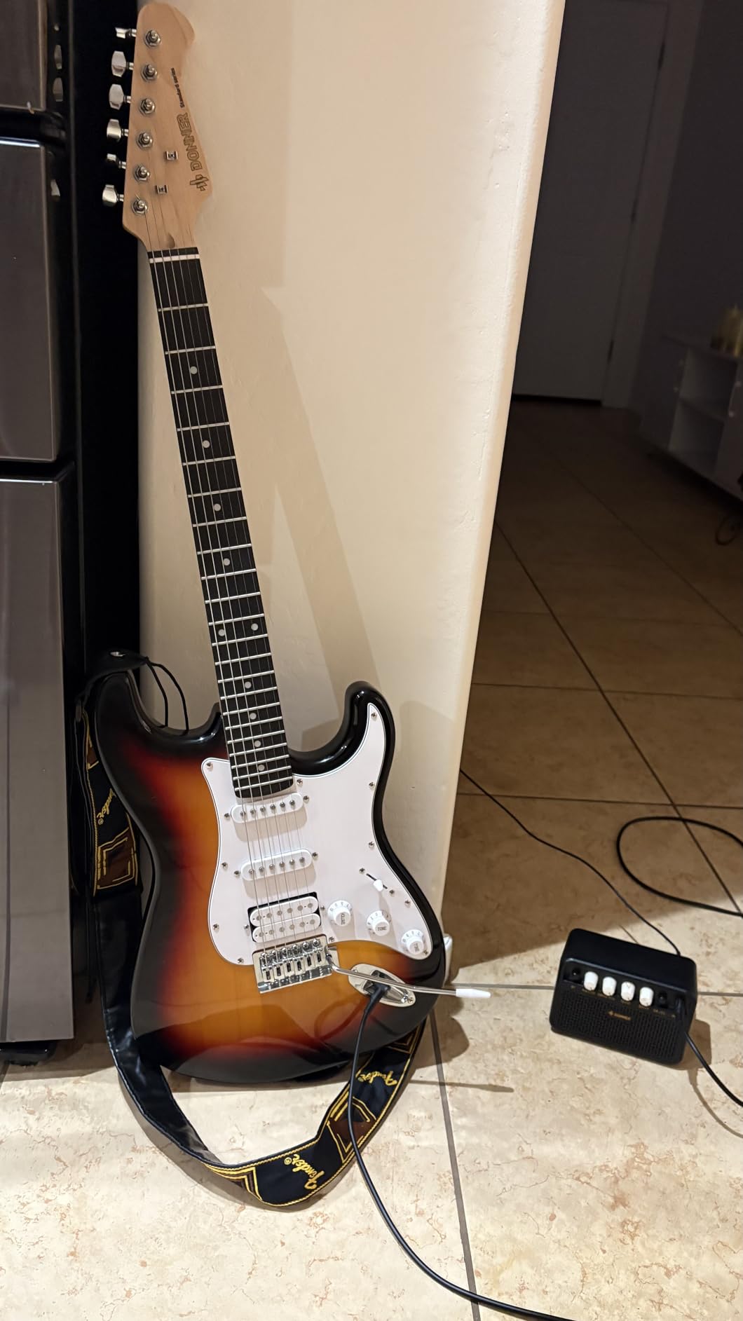 Donner 39 Inch Left-Handed Electric Guitar Kit Solid Body Black Lefty Beginner Set Full-Size with Amplifier Online Lesson Bag Digital Tuner Capo Strap String Cable Picks DST-100BL customer photo 2