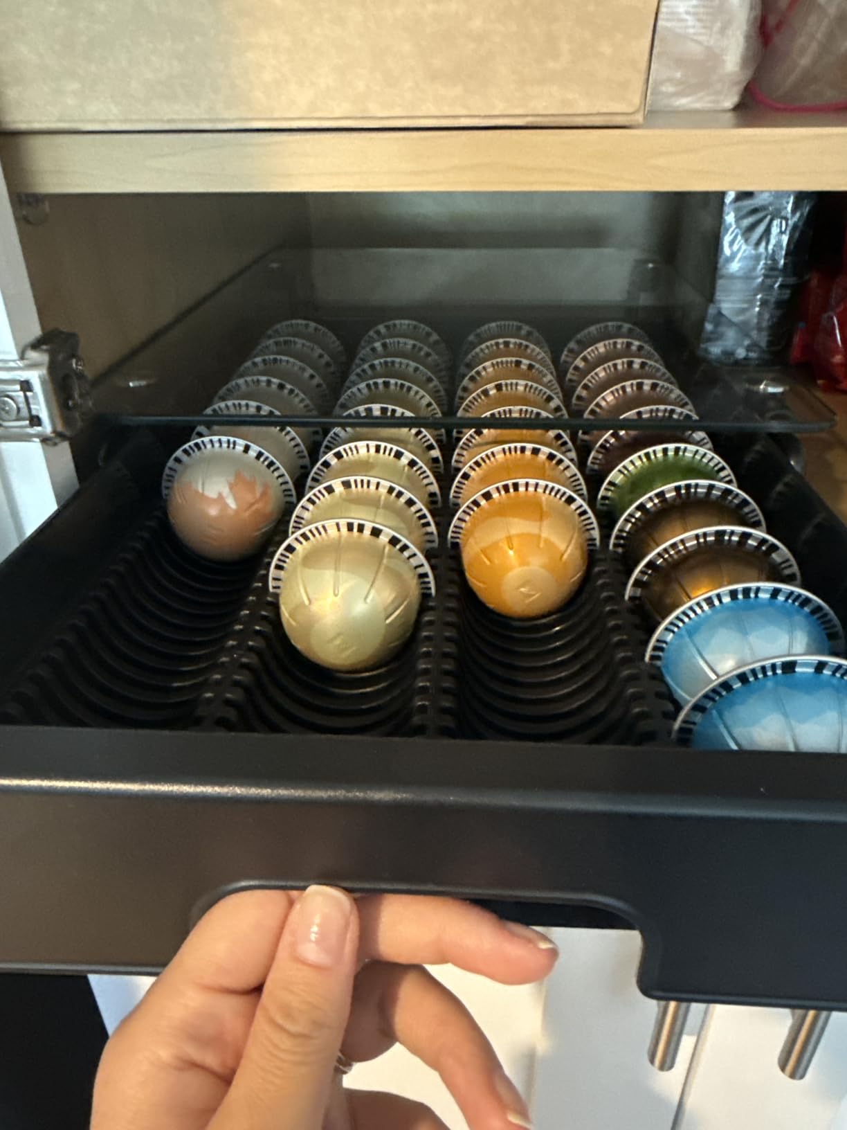 Nespresso Vertuo Pod Holder Drawer, Coffee Pod Organizer with Universal Slots, Holds 40 Large or 52 Small Capsules customer photo 1