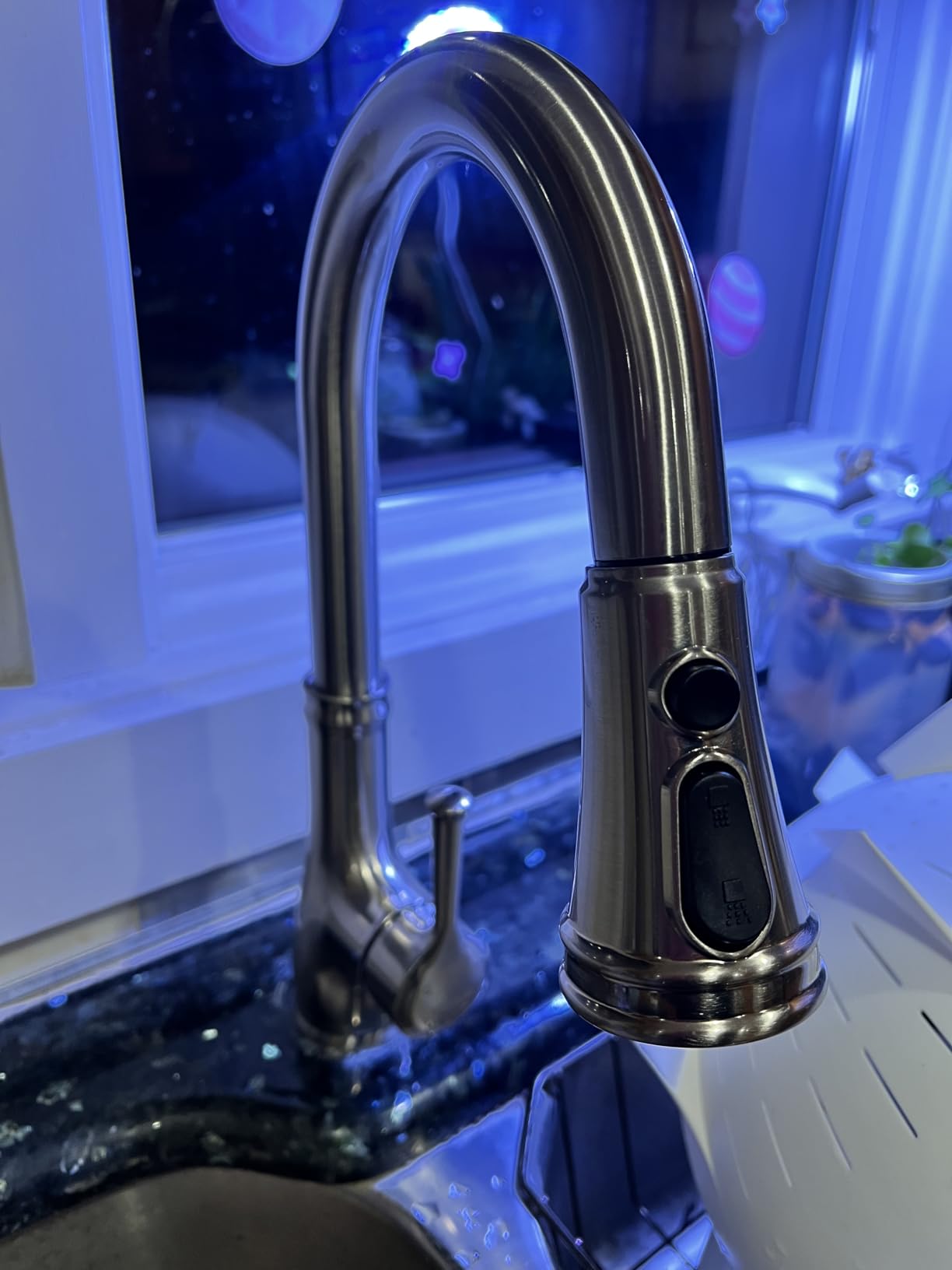 WEWE Vintage Kitchen Faucet with Pull Down Sprayer, Stainless Steel 1 or 3 Hole High Arc Single Handle Antique Sink Faucet for Classic Modern Kitchen, Brushed Nickel customer photo 1