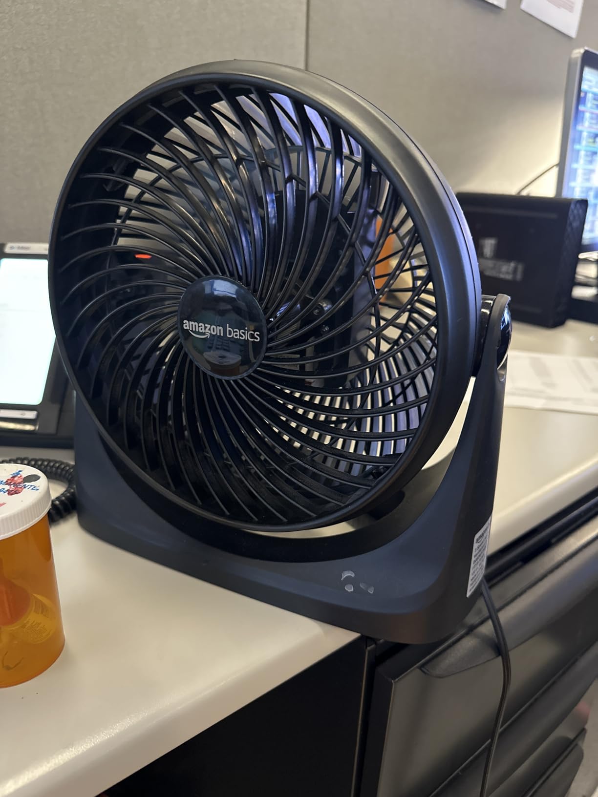 Amazon Basics Air Circulator Desk Fan for Bedroom, Home and Office, 90-Degree Tilt Head, 3 Speed Settings, Cooling, 35 Watts, Black, 11.1