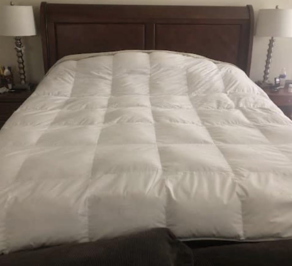 Serta Goose Feather Down Fiber Comforter Queen Size - 100% Cotton Cover Duvet Insert - Hotel Luxury Hypoallergenic Bedding Comforter Extra Warmth 90 x 90 Inch White customer photo 2