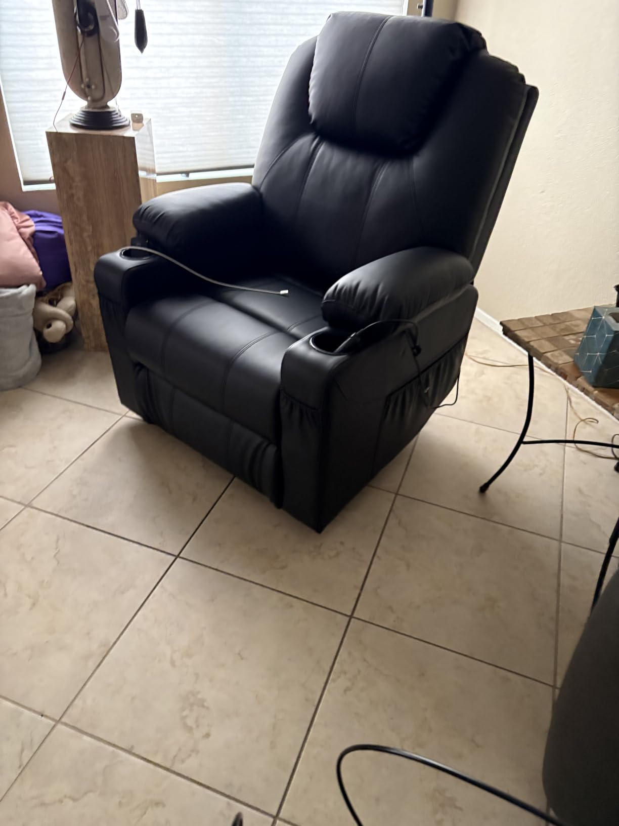 MCombo Large Power Lift Recliner Chair with Massage and Heat for Tall Elderly People, 3 Positions, Cup Holders, and USB Ports, Faux Leather 7516 (Large, Dark Brown) customer photo 1