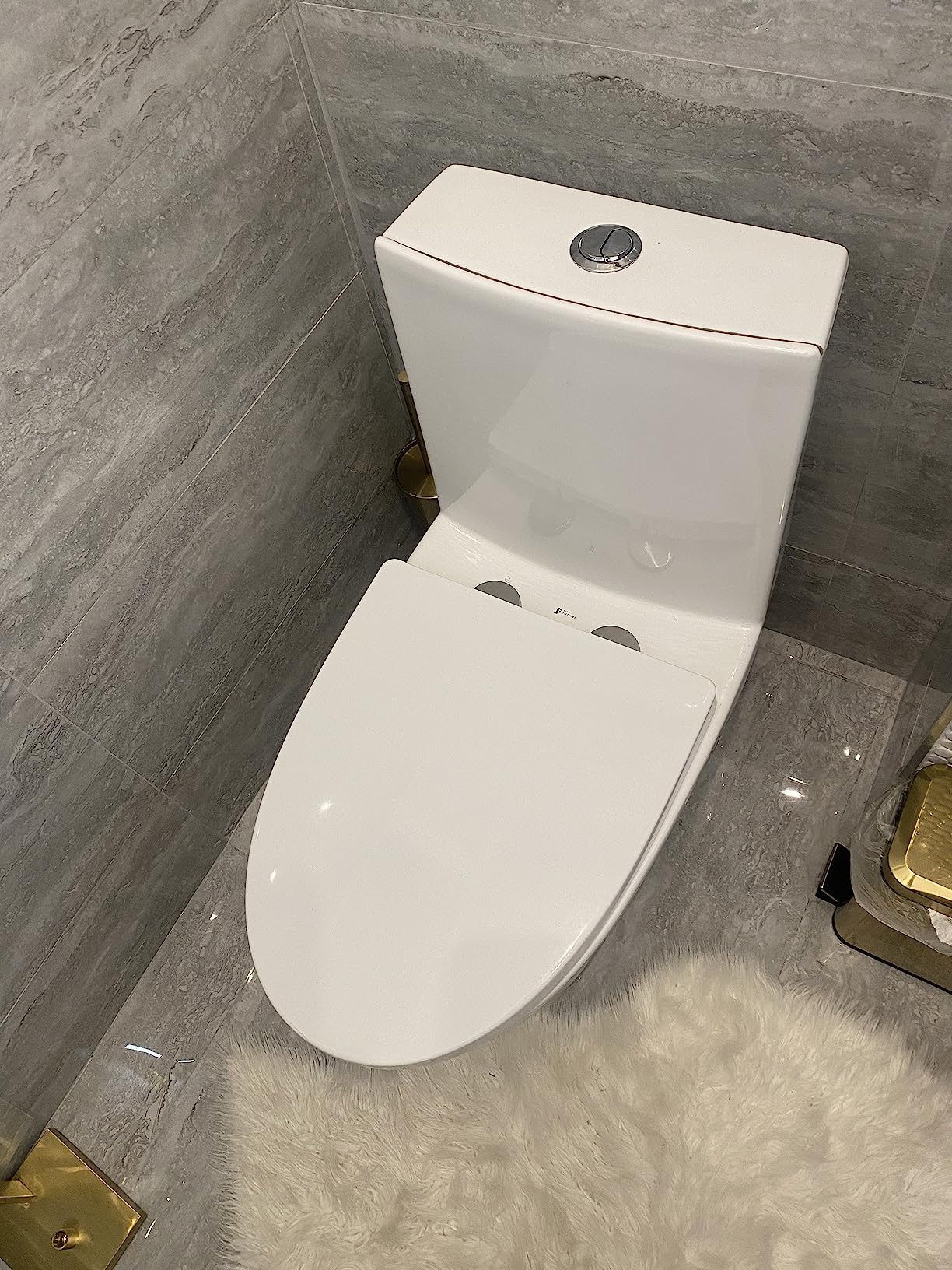 Fine Fixtures Dual-Flush Elongated One Piece Toilet Bowl - Soft Close Seat with Dual Flush in White customer photo 2