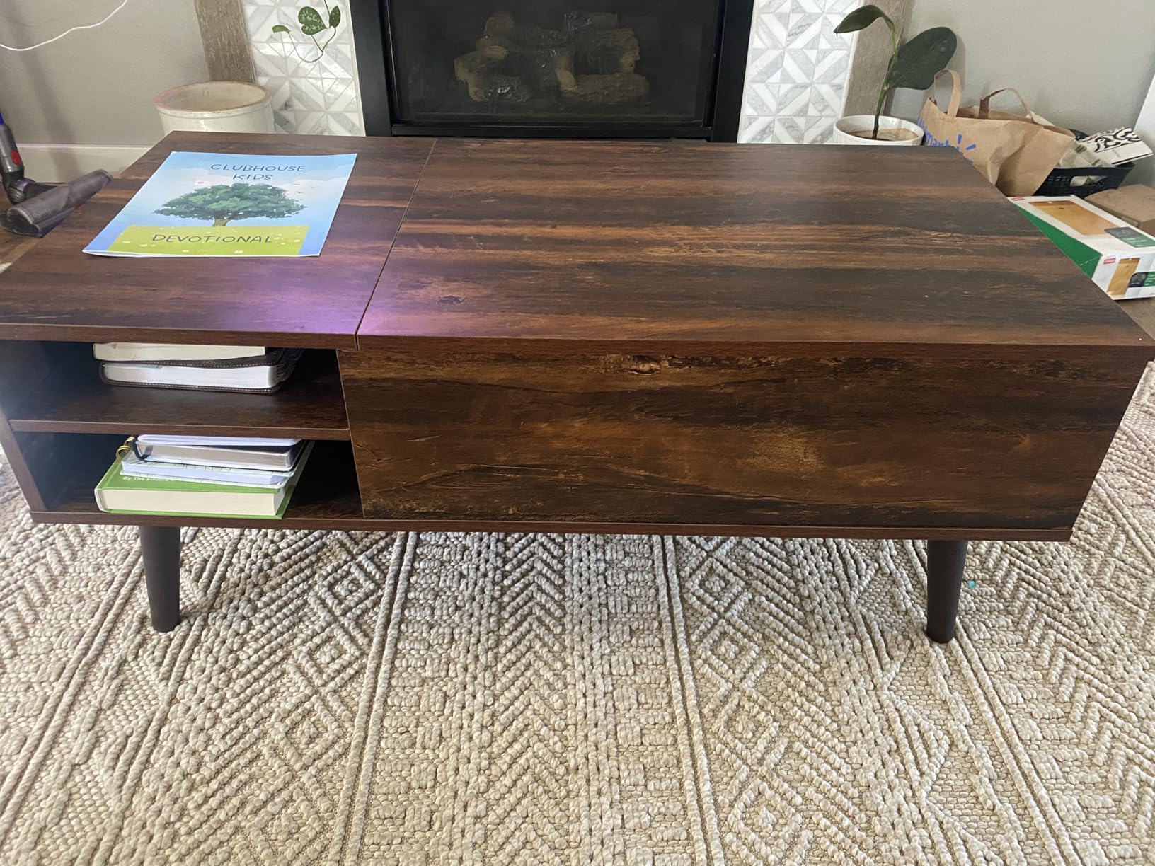 WLIVE Coffee Table with Lifting Top, Hidden Storage & Adjustable Shelf for Living Room Small Space, Multifunctional Rising Wooden Center Table, Mid Century Modern Tables for Home Dining Office, Brown customer photo 1