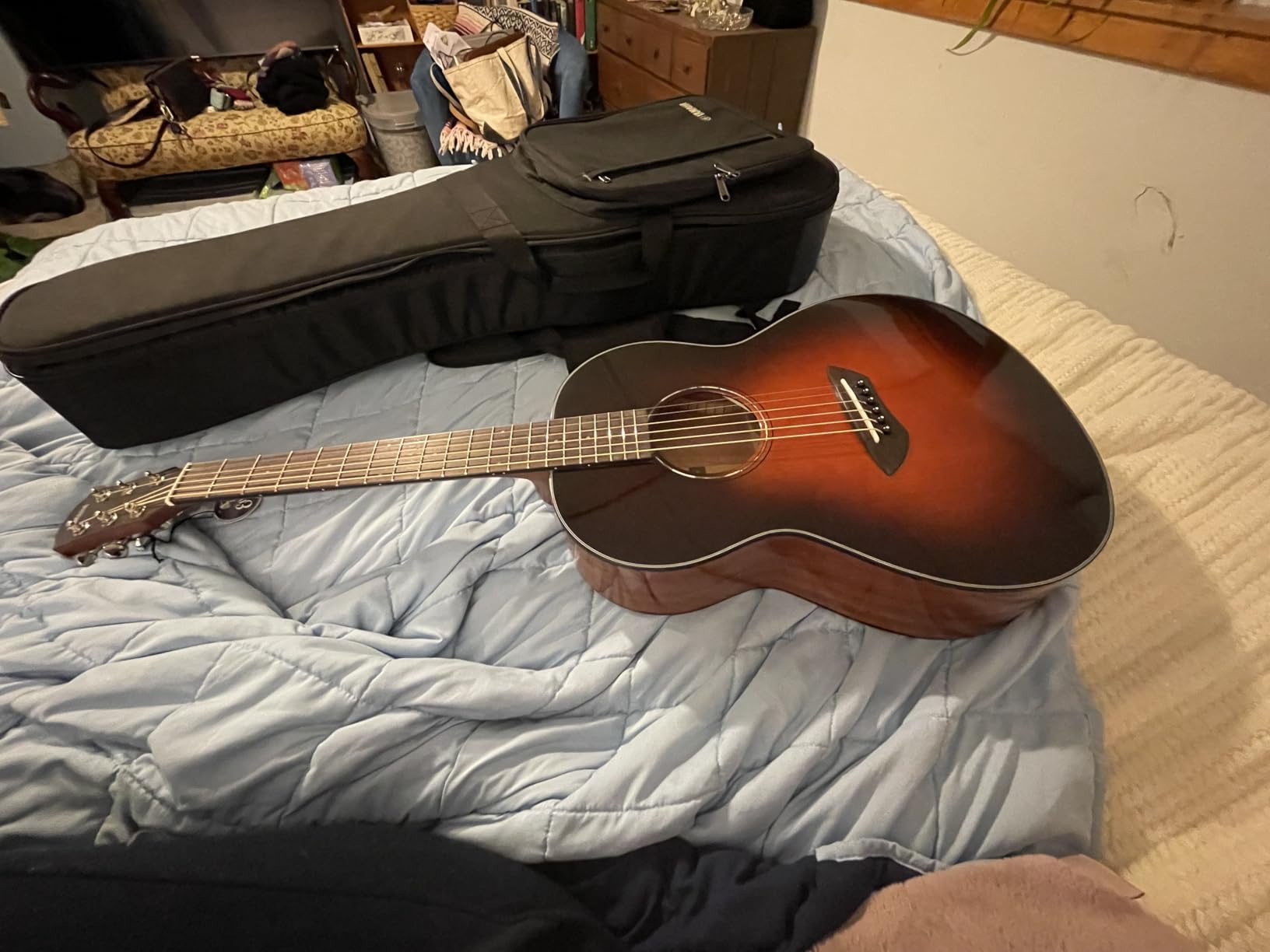 Yamaha CSF1M TBL Parlor Size Acoustic Guitar with Hard Gig Bag, Translucent Black customer photo 2