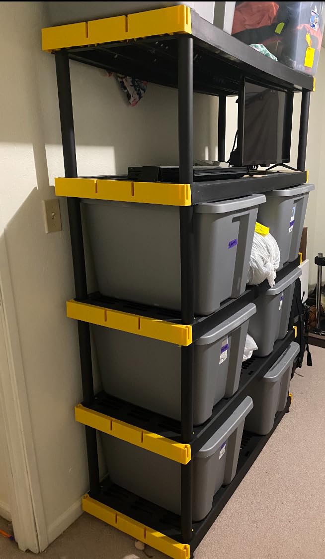 CX Black & Yellow, 4-Tier Heavy Duty Plastic Storage Shelving Unit, 200lbs/shelf (55H x 48W x 20D), for Indoor/Outdoor Organization, Modular Rack customer photo 2