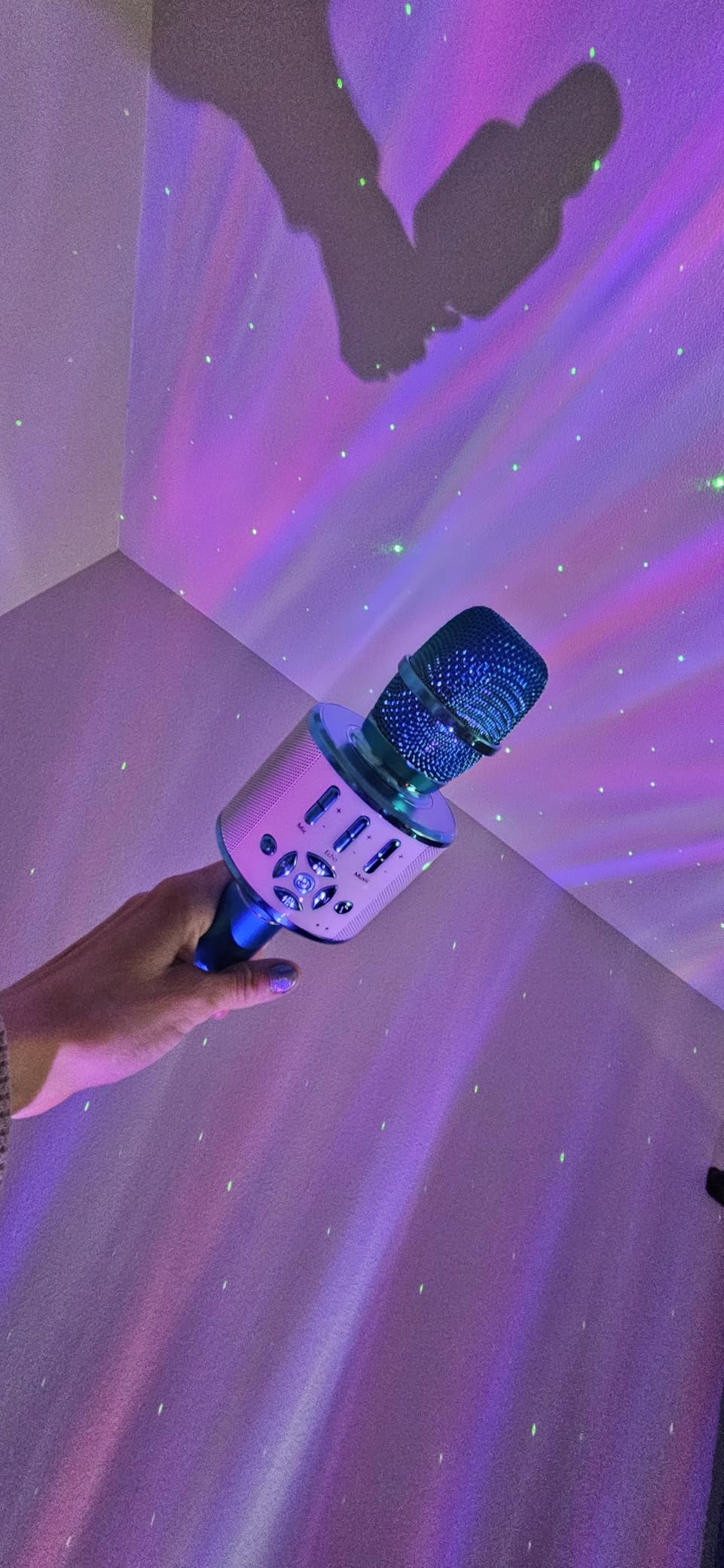 Amazmic Kids Karaoke Microphone Machine Toys for Girls Bluetooth Microphone with LED Light, Children's Day Birthday Gift for Girls Boys 3 4 5 6 7 8 9 10 11 12 Year Old Kids Toys(Blue) customer photo 1