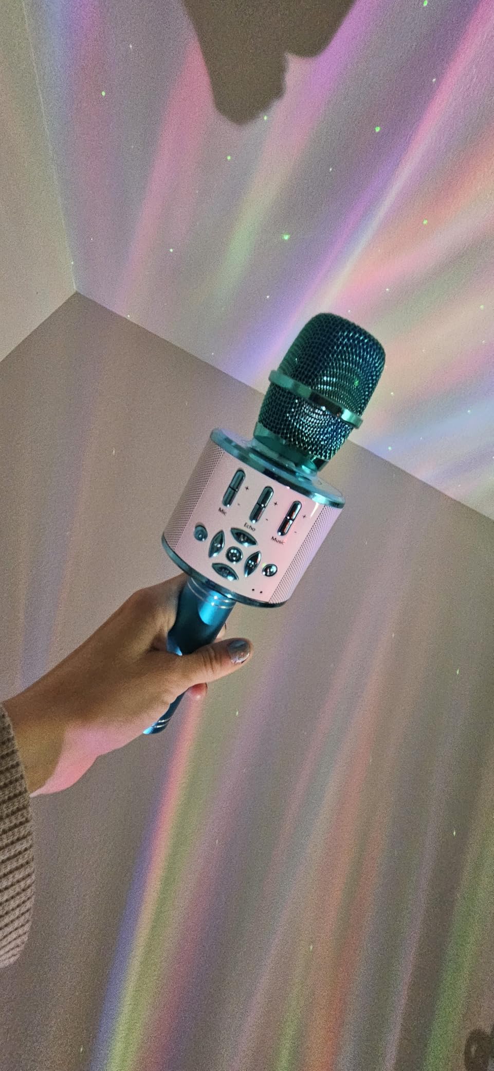 Amazmic Kids Karaoke Microphone Machine Toys for Girls Bluetooth Microphone with LED Light, Children's Day Birthday Gift for Girls Boys 3 4 5 6 7 8 9 10 11 12 Year Old Kids Toys(Blue) customer photo 2