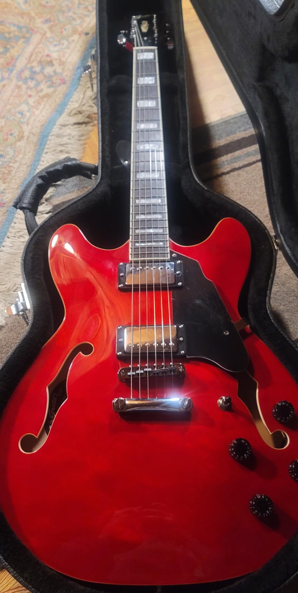 Grote Full Scale Electric Guitar Semi-Hollow Body Guitar Stainless Steel Frets (Vintage Sunburst) customer photo 1