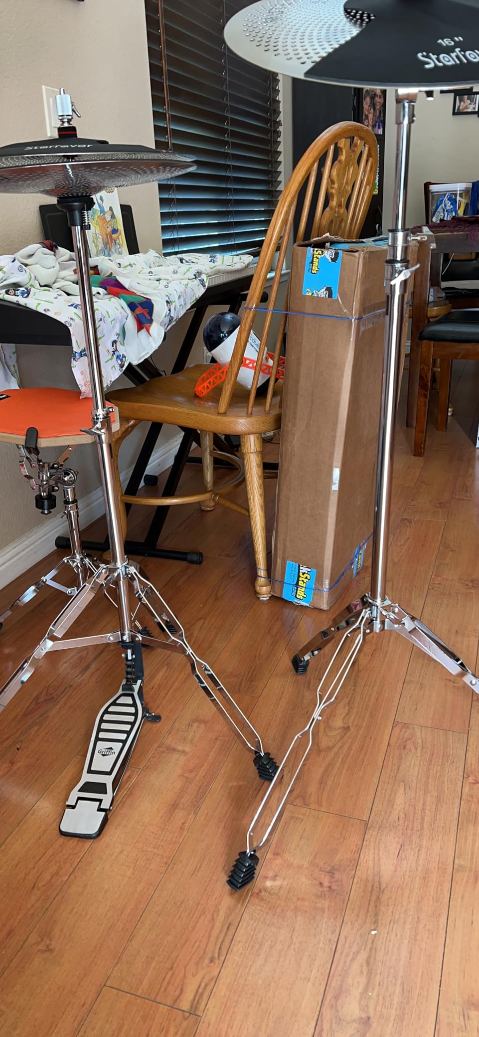 GRIFFIN 4 Piece Drum Hardware Pack (Percussion TiltPro X Edition) - Cymbal Boom & Straight Stand, Hi-Hat Pedal & Snare Mount - Lightweight Set for Gigs customer photo 1