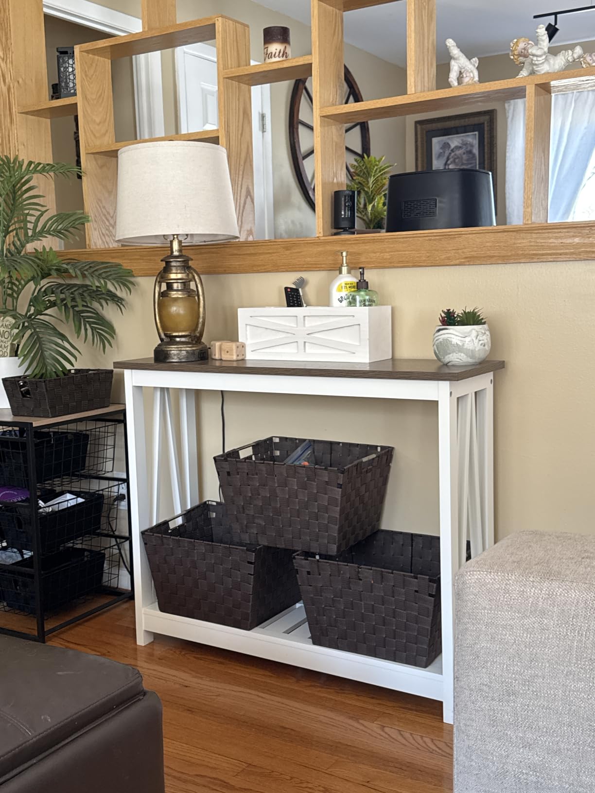 ChooChoo Farmhouse Console Table, Rustic Vintage Narrow Sofa Table for Entryway, Living Room, Hallway, 40 White customer photo 2
