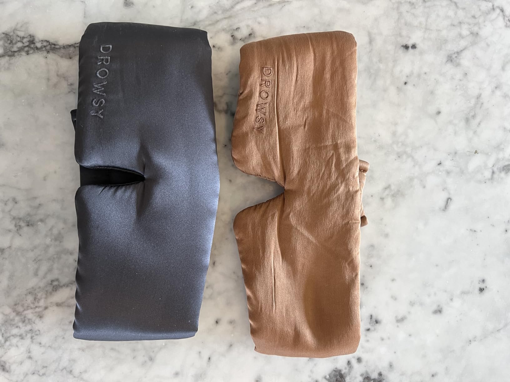 DROWSY Silk Sleep Mask - Face-Hugging, Padded Cocoon for Luxury Sleep in Total Darkness - 100% Pure Mulberry Silk, Skin-Hydrating & Adjustable (Midnight Blue) customer photo 1