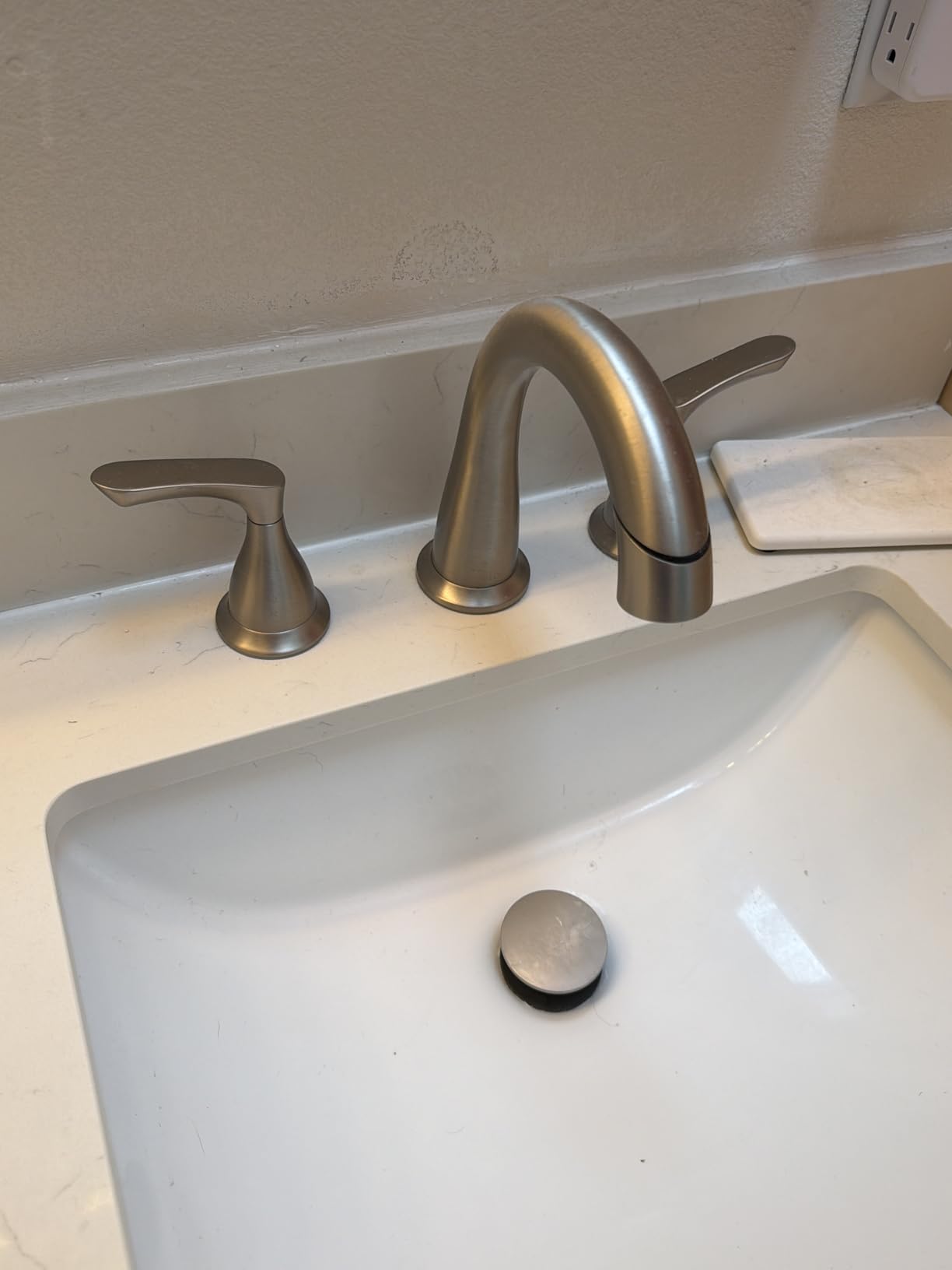 Delta Arvo Brushed Nickel Faucet 3 Hole, 8 Inch Widespread Bathroom Sink Faucet for Vanity, Push-Pop Drain Assembly, Spotshield Stainless 35840LF-SP customer photo 1