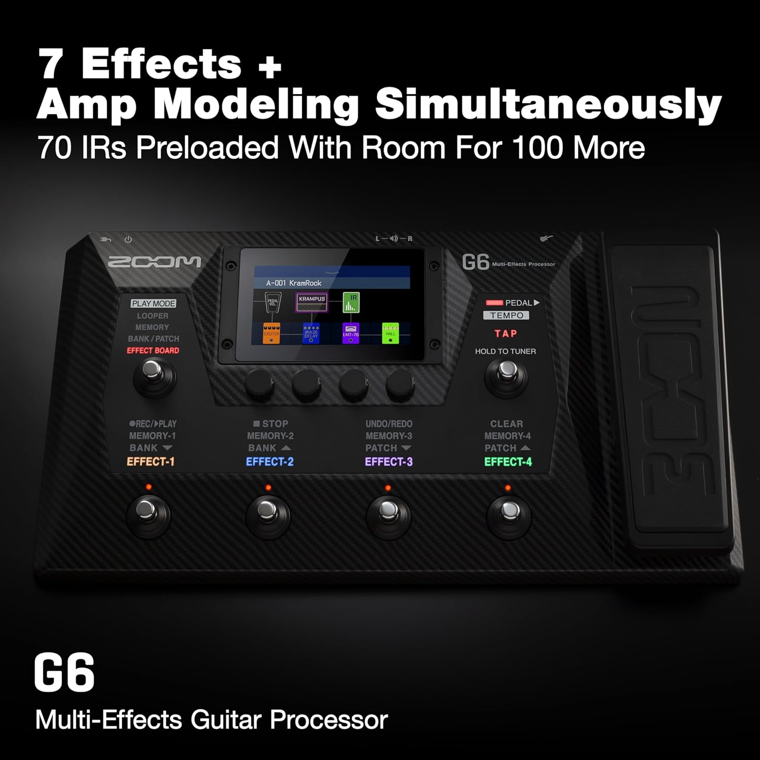 Zoom G6 Guitar Multi-Effects Processor with Expression Pedal, 100+ Effects, Amp Modeling & IRs, Looper, Touchscreen Display, and USB Audio Interface customer photo 2