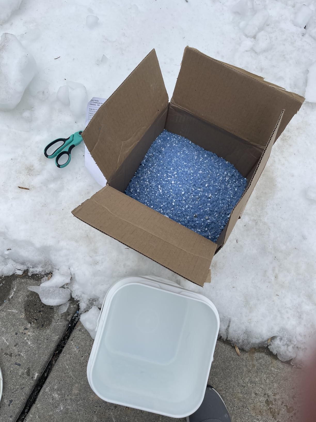 National Blue Ice Melt and Snow Salt 35lb Bucket - Fast Acting Ice Melter - Pet, Plant and Concrete Friendly, Environmentally Safe - Free of Magnesium Chloride - Melts to -15°F customer photo 2