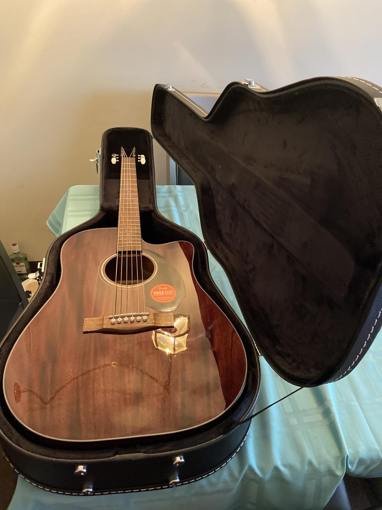 Fender CD-60SCE Solid Top Dreadnought Acoustic-Electric Guitar - All Mahogany Bundle with Hard Case customer photo 1
