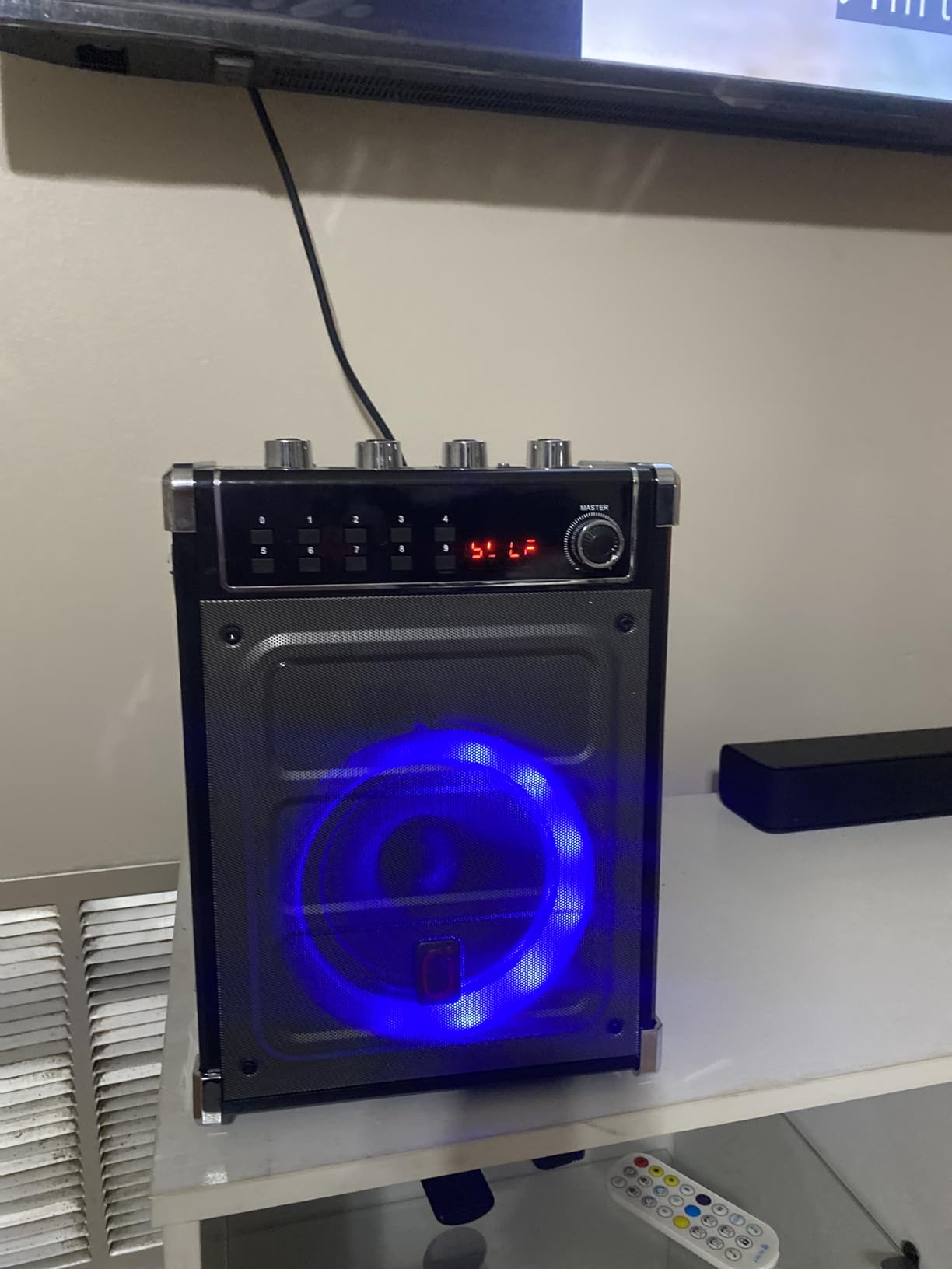 JYX Karaoke Machine with 2 Wireless Microphones, Portable Bass/Treble Bluetooth Speaker with LED Light, Support TWS, AUX in, FM, REC PA System with Remote Control, Supply for Party/Adults/Kids customer photo 1