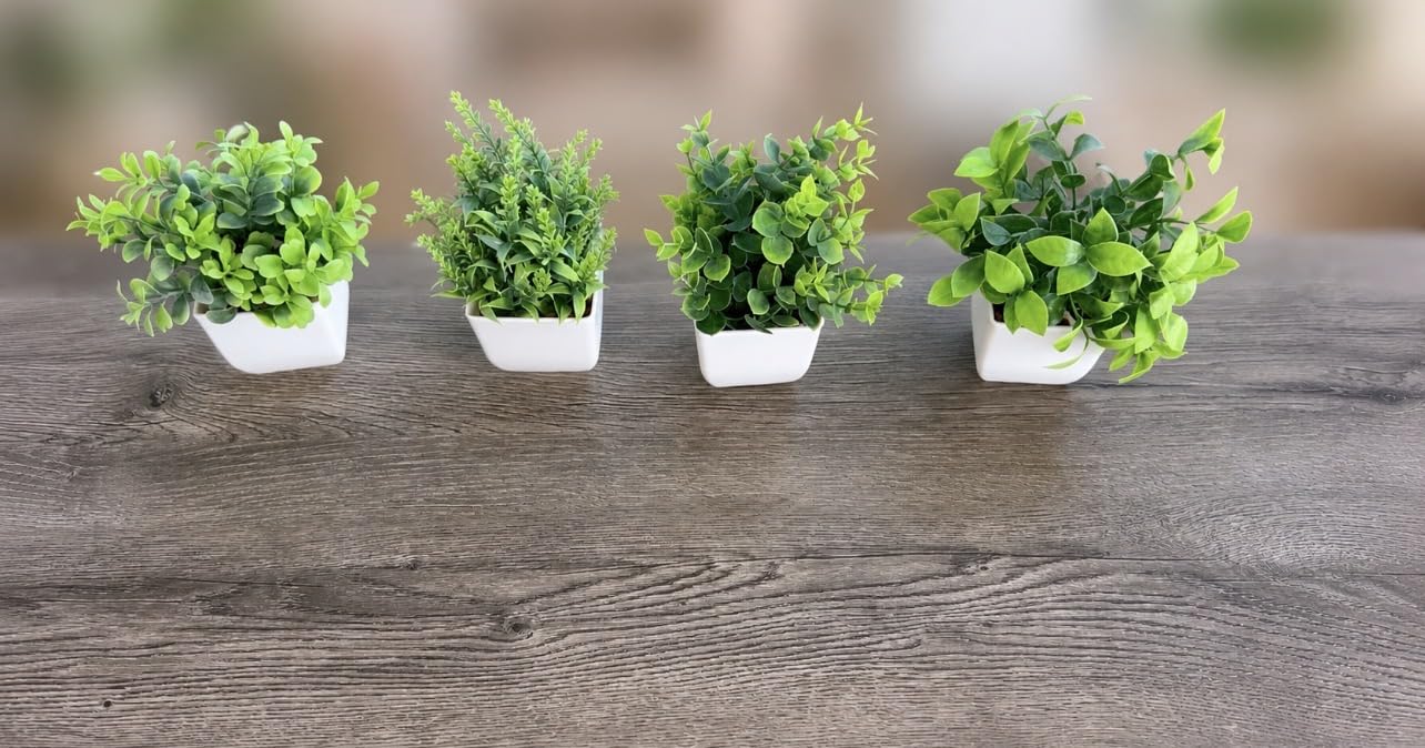 4 Pack Fake Plants Mini Artificial Greenery Potted Plants for Home Decor Indoor Office Table Room Farmhouse Bathroom Decor customer photo 2