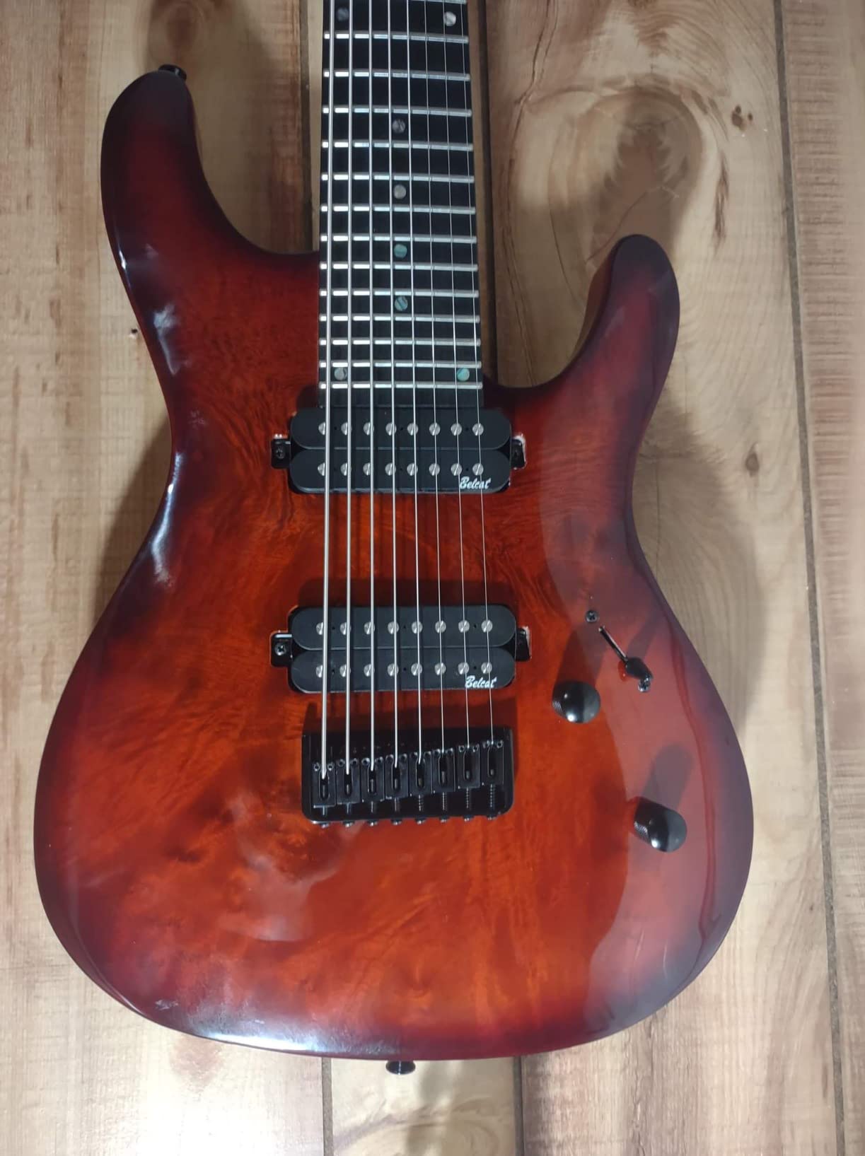 Gstyle 8 String Electric Guitar Burl Poplar Veneer Top, Okoume Wood Body, Bolt On Maple Neck, Poplar Wood Body (Right-handed) (ES-800) customer photo 1
