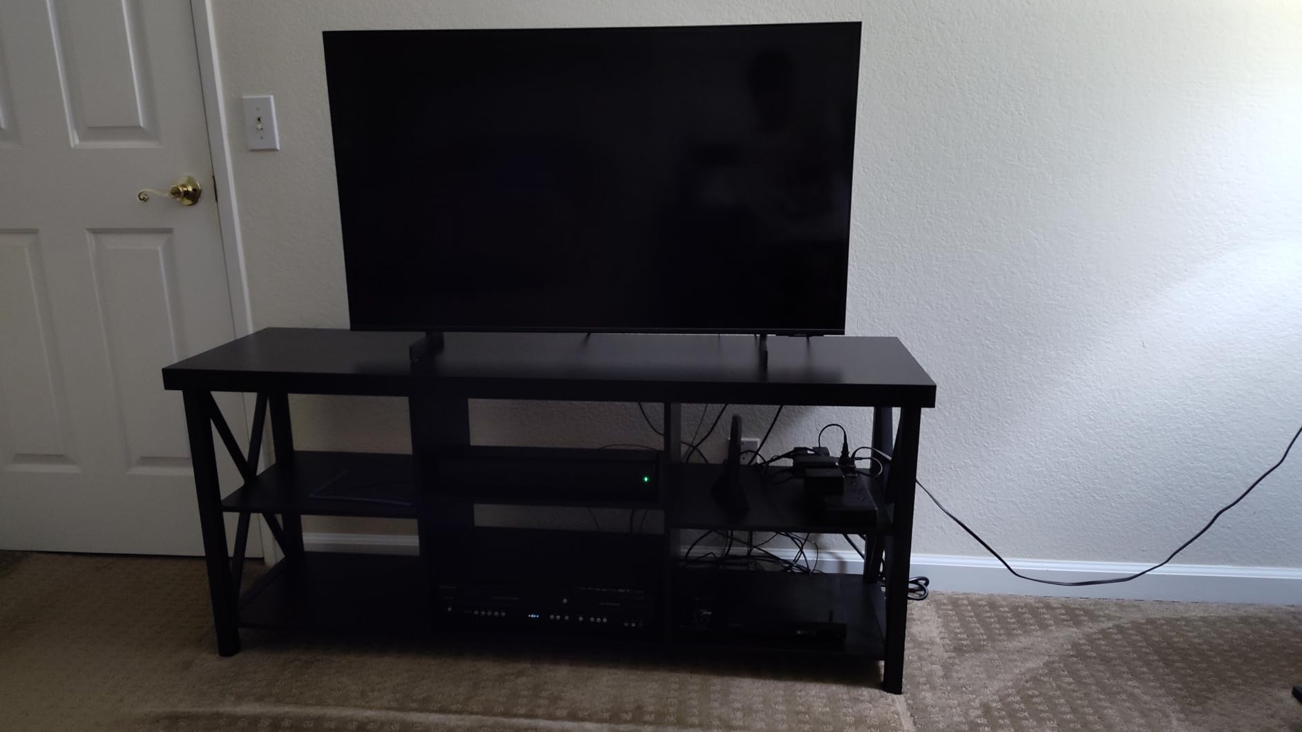 GreenForest TV Stand for TV up to 65 inches, Entertainment Center with 6 Storage Cabinet for Living Room, 55 inch Farmhouse Television Stands Console Table customer photo 1