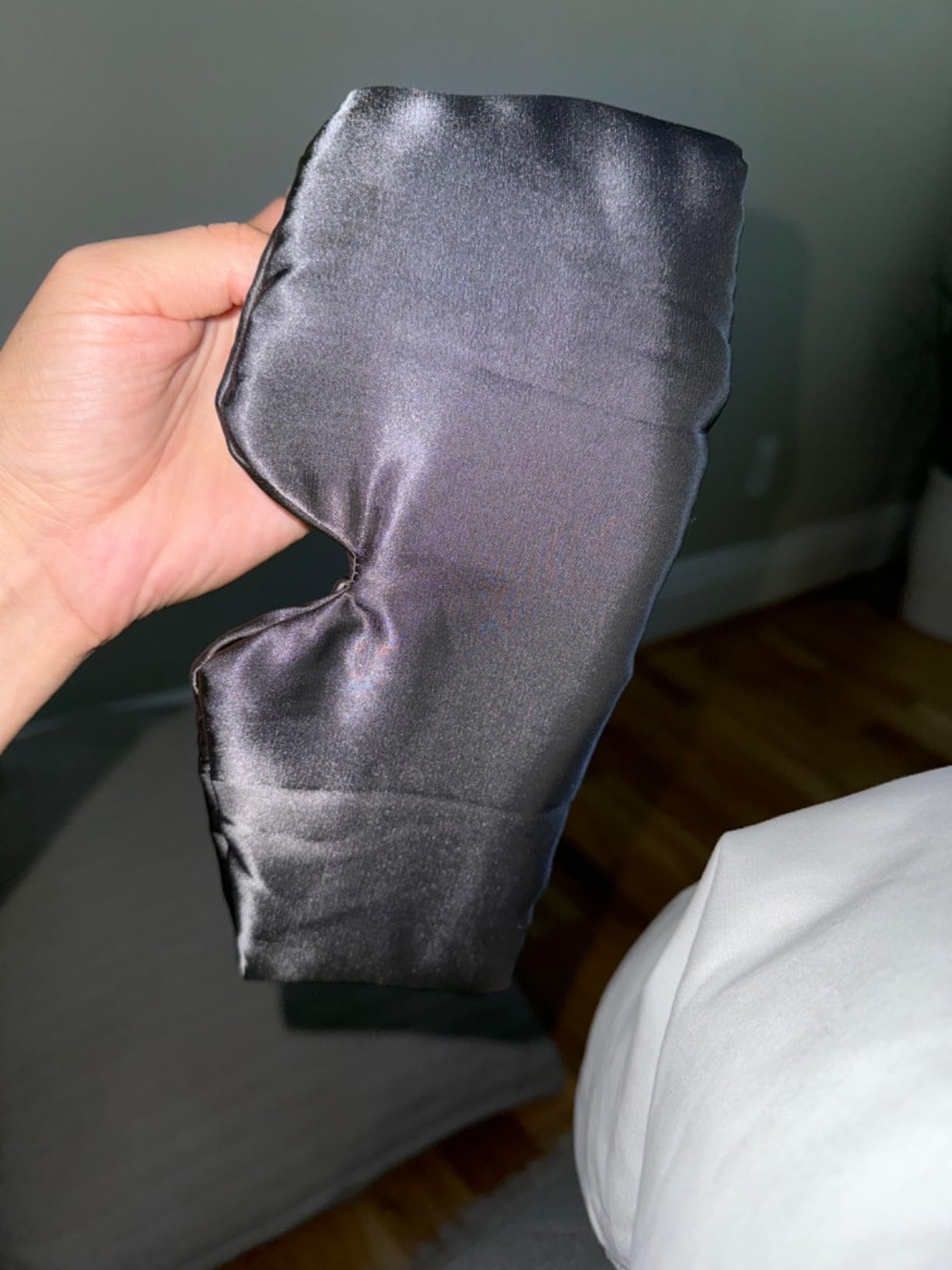 Kitsch Satin Sleep Mask - Eye Masks for Sleep, Softer Than Silk Satin Sleeping Mask Blindfold and Sleep Masks for Women and Men, Eye Care Travel Essentials - Charcoal Black customer photo 2