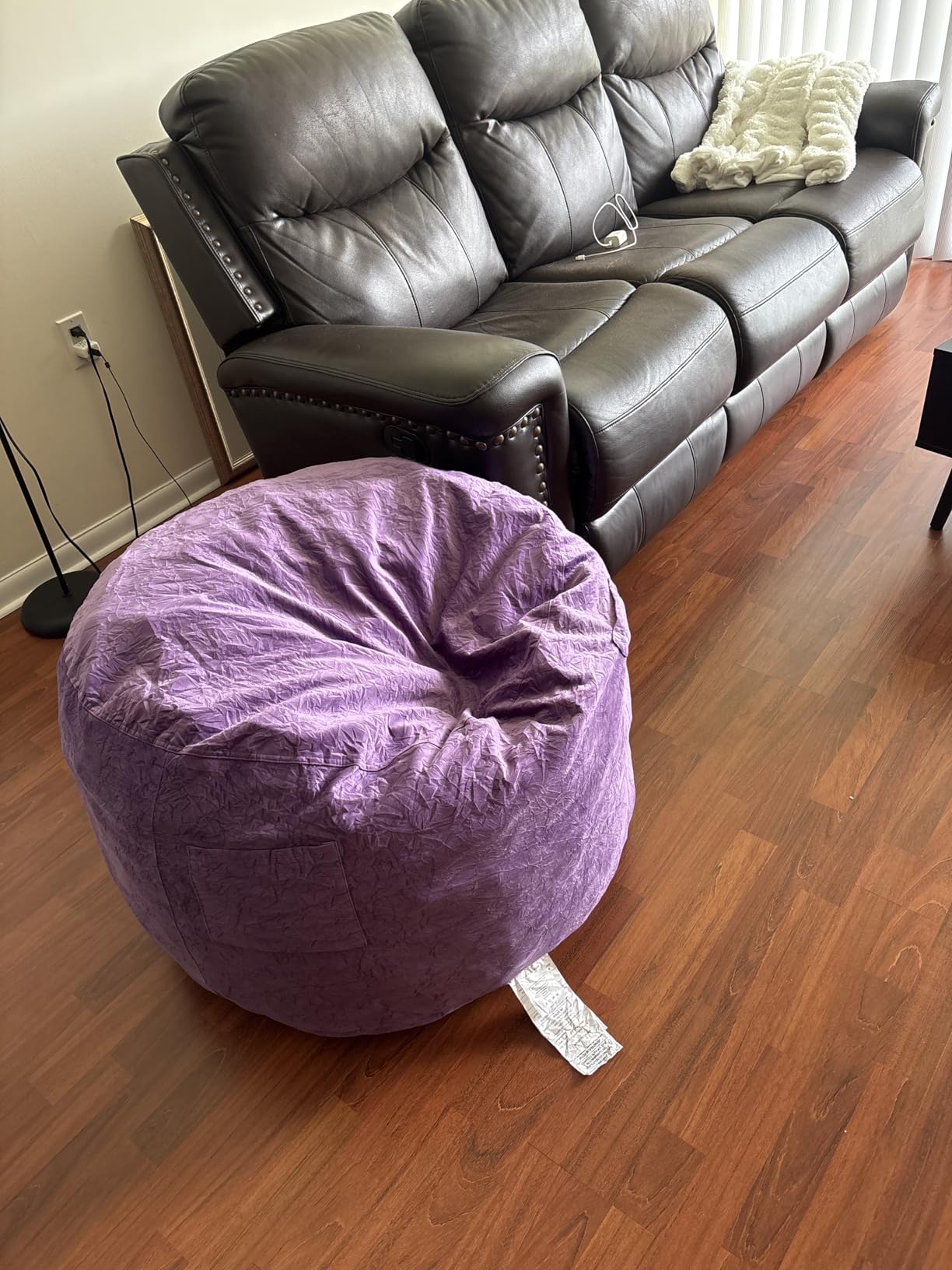 HABUTWAY Bean Bag Chair 3Ft Luxurious Velvet Ultra Soft Fur with High Rebound Memory Foam Bean Bag Chairs for Adults Plush Lazy Sofa with Fluffy Sponge 3' (Grey) customer photo 1