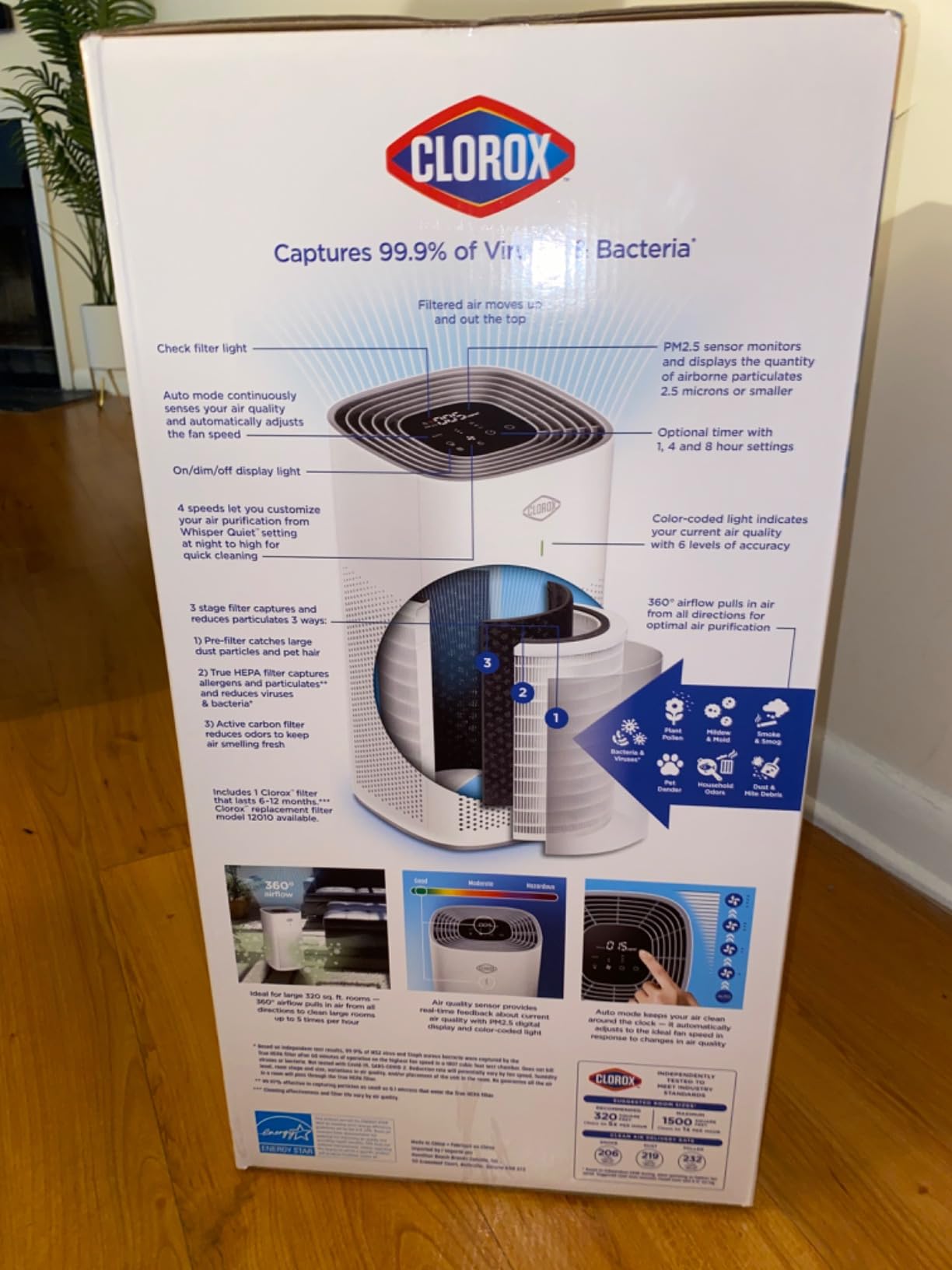 Clorox Medium Room Air Purifiers for Bedroom Home, True HEPA Filter customer photo 1