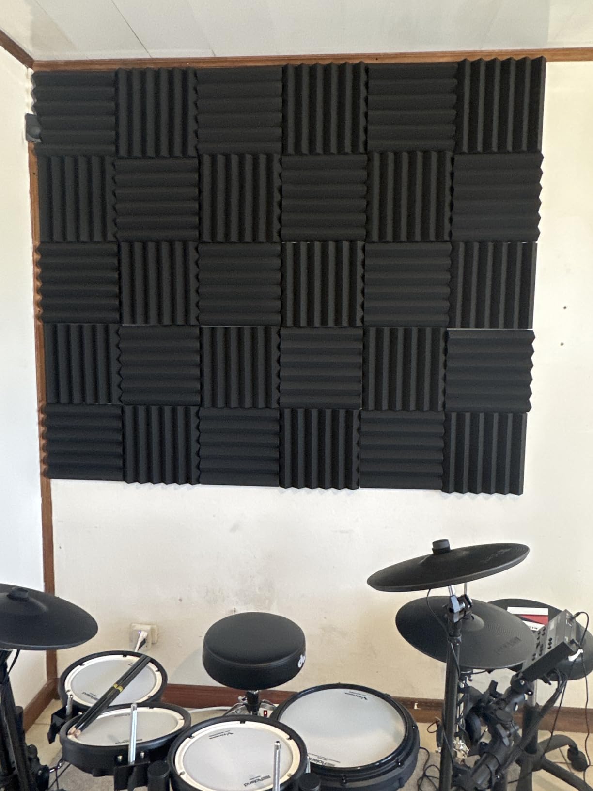 GUERRI Sound Proof Foam Panels - 12 x 12 x 2 Inches 36 Pack Wedges Acoustic Foam Panels Sound Proofing Padding for Walls and Ceiling High Density Foam Studio Foam (Black) customer photo 2