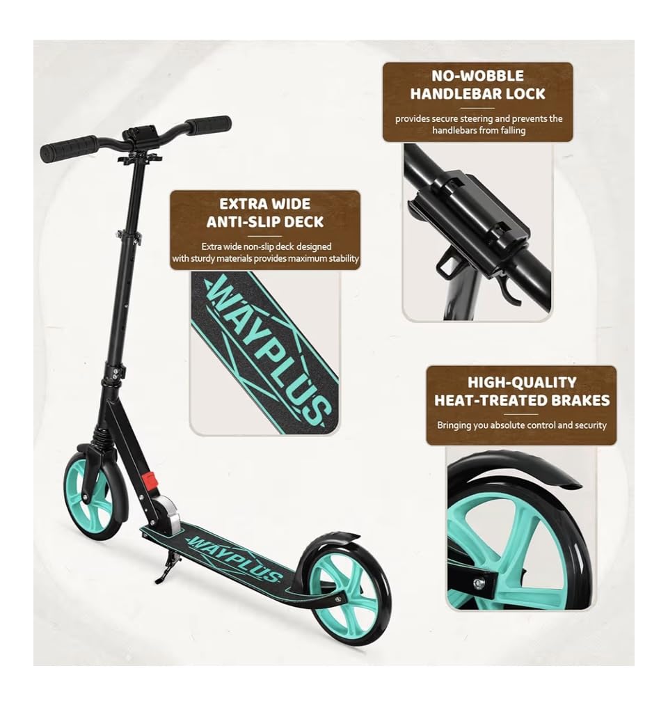 WAYPLUS KS1 Kick Scooter for Ages 6+, Kid, Teens & Adults. Max Load 240 LBS. Foldable, Lightweight, 8IN Big Wheels, 4 Adjustable Levels. Bearing ABEC9 customer photo 1