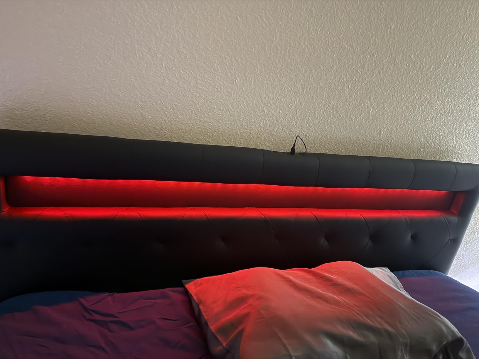 GREENSTELL Headboard for Queen Size Bed with 60,000 DIY Color of LED Light, USB & Type C Post, Attach Frame, Height Adjustable, Gray Wall Mounted Head Boards Only, Sturdy & Stable, Comfortable, Queen customer photo 2