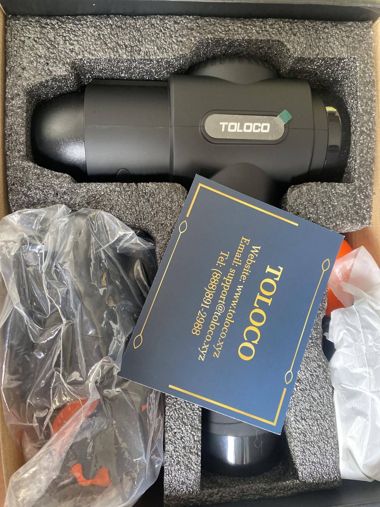 TOLOCO Massage Gun, Deep Tissue Back Massage for Athletes for Pain Relief, Percussion Massager with 10 Massages Heads & Silent Brushless Motor, Fathers Day Dad Gifts, Carbon customer photo 2