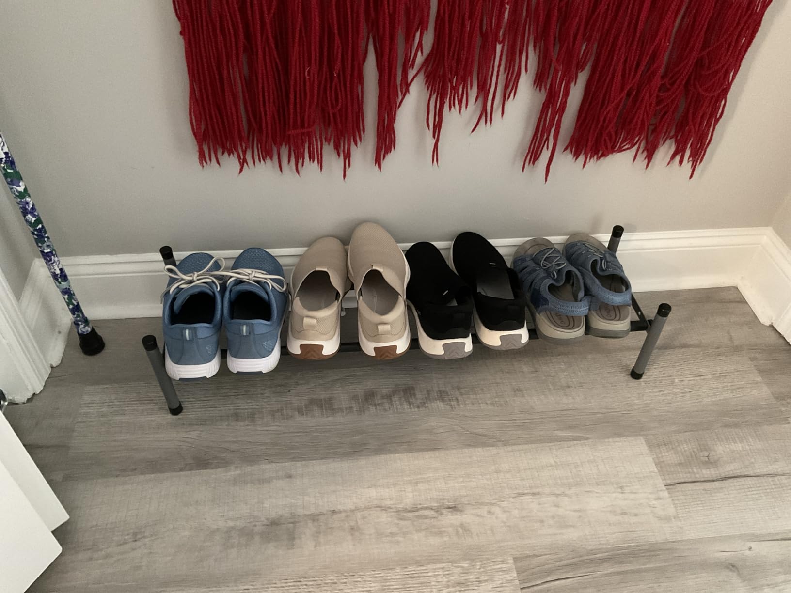 STORAGE MANIAC Expandable Shoe Rack, 8 Pairs Stackable Small Shoe Rack, Metal Adjustable Shoes Organizer for Closet, Entryway, Hallway, Garage, Front Door, Shoes Shelves, Black 2 Tier customer photo 1