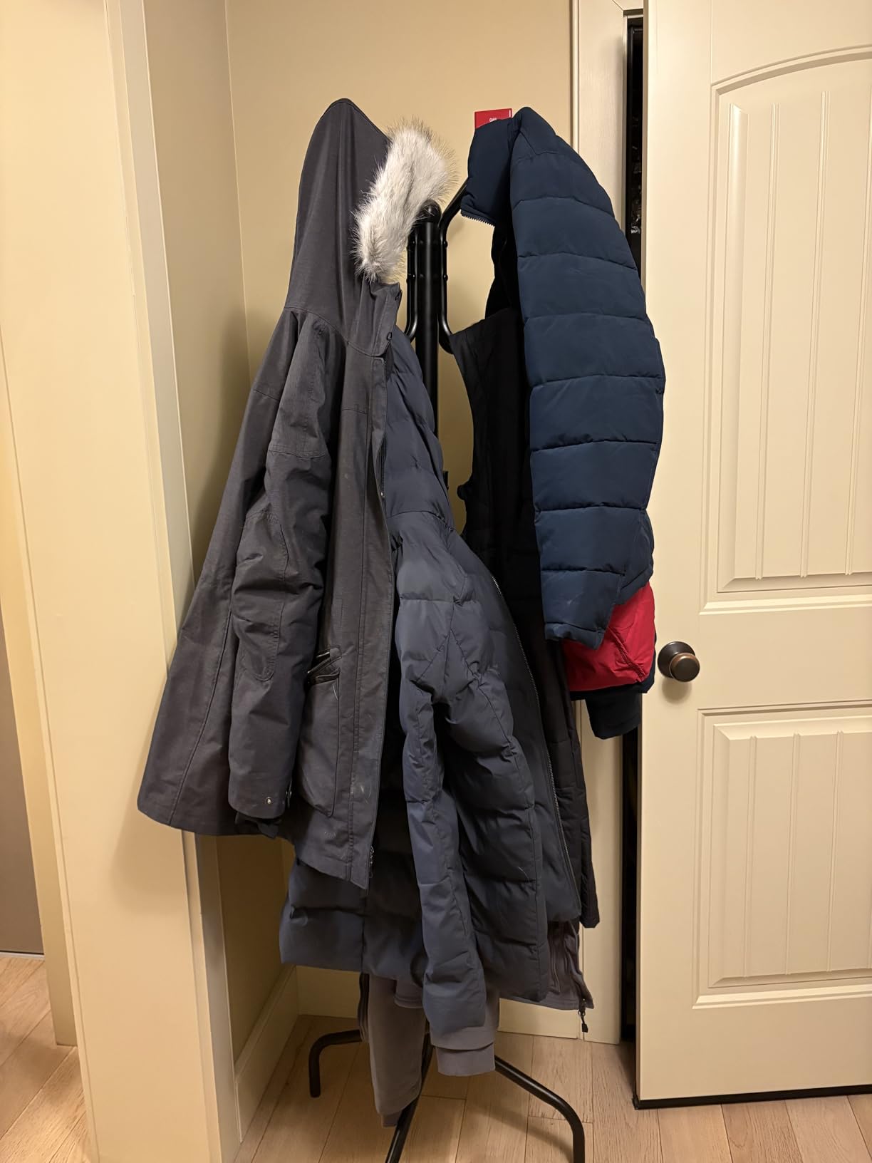 SONGMICS Coat Rack Freestanding, Metal Coat Rack Stand with 12 Hooks and 4 Legs, Holds Clothes, Hats, and Bags, for Entryway, Living Room, Bedroom, Black URCR031B01 customer photo 1