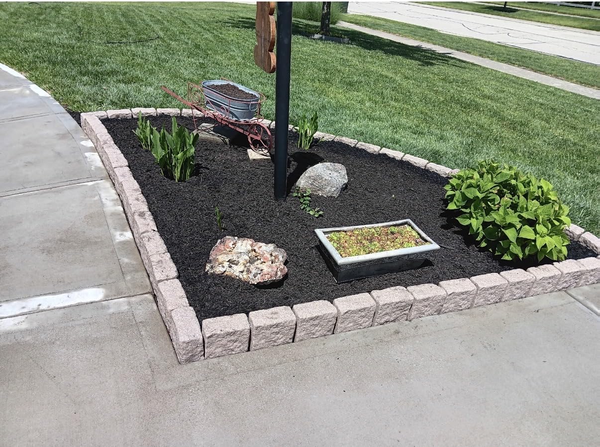 Beuta Landscape Edging | Garden Edging Border | Faux Stone Blocks for Lawn Edging, Flower Beds & Yard Edging - 4 Pack | Each Section Has 6 Blocks 48