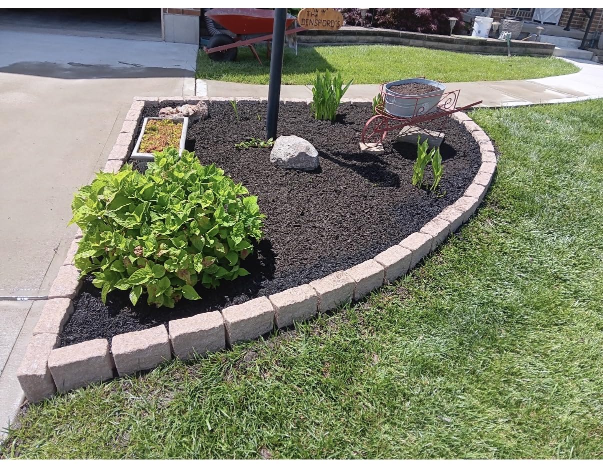 Beuta Landscape Edging | Garden Edging Border | Faux Stone Blocks for Lawn Edging, Flower Beds & Yard Edging - 4 Pack | Each Section Has 6 Blocks 48