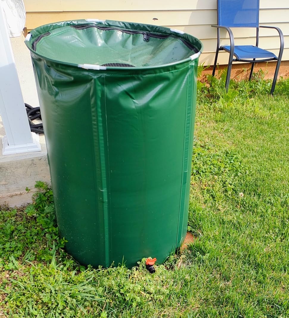 VINGLI Upgraded 50 Gallon Collapsible Rain Barrel, Portable Water Storage Rain Water Collection System, Weather Proof Sturdy Water Tank Water Catcher Container with Filter Spigot Overflow Kit customer photo 2